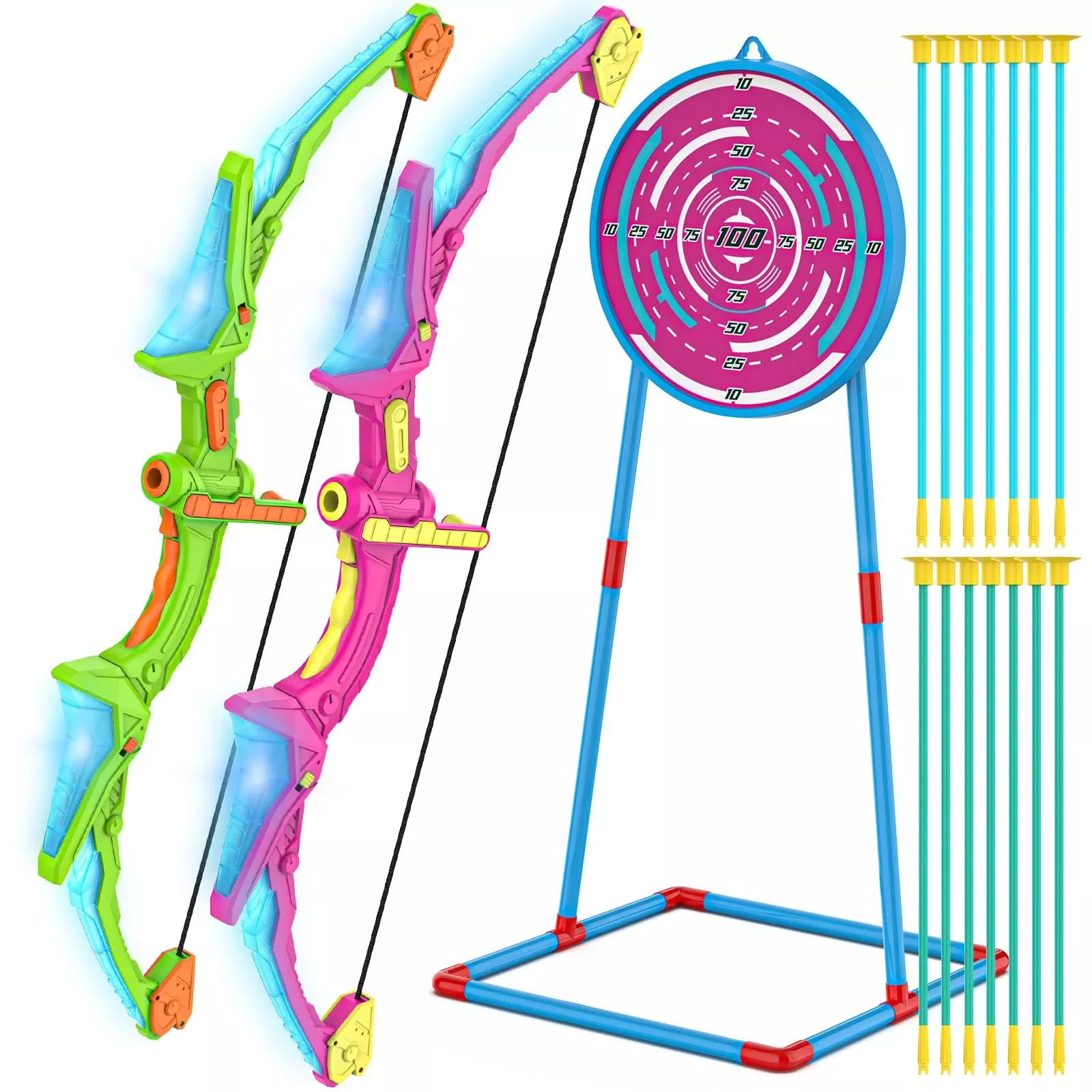 Kmuxilal Bow and Arrow Set for Kids, Red & Green, Medium Size