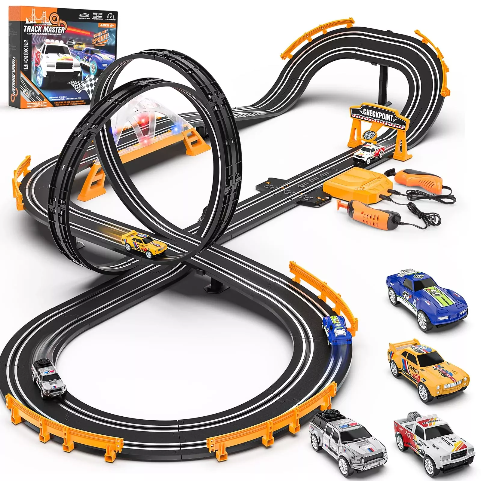 Kmuxilal Slot Car Race Track Set for Kids 1:64, 20.