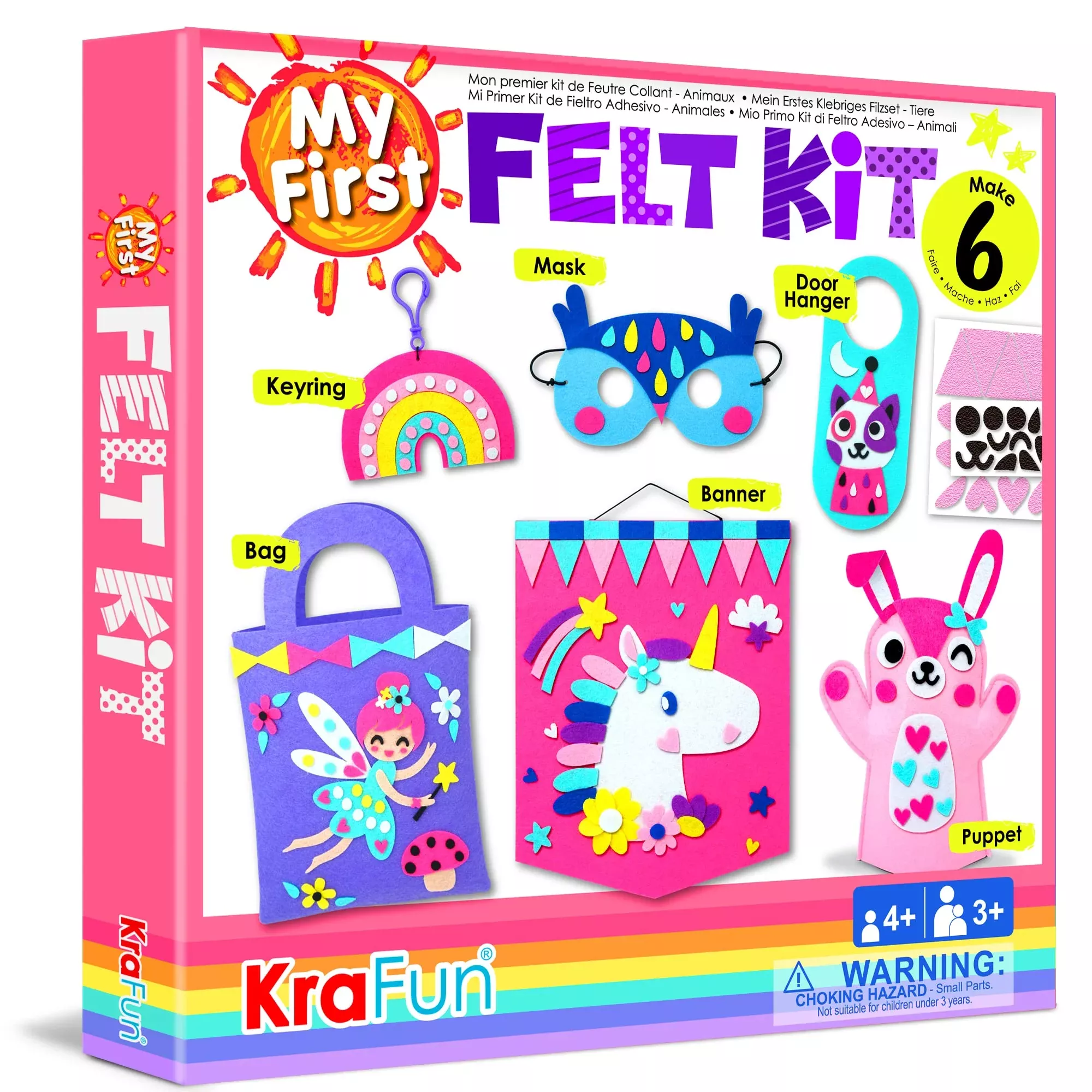 Krafun My First Beginner Felt Kit Unicorn Girl Animal Craft For Kids,