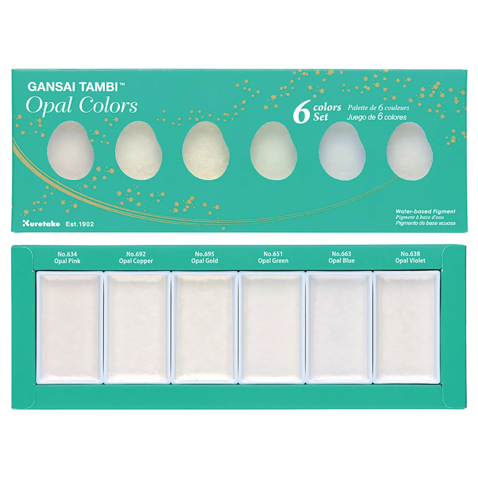 Kuretake Gansai Tambi Watercolor Paint Set 6 Opal Colors 2
