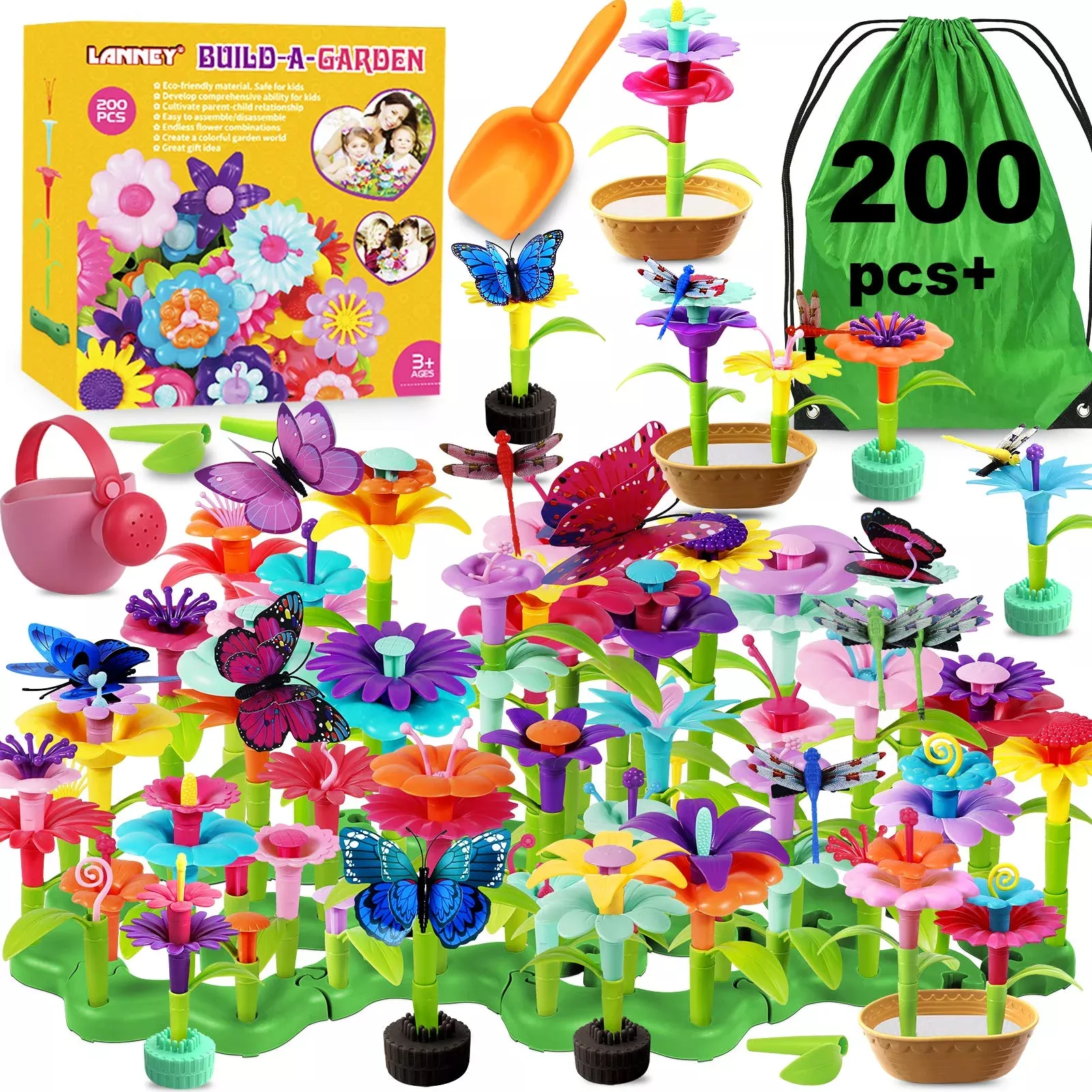 Lanney Flower Building Toy Set, 200 Pcs Flower Garden Building Toys Fo