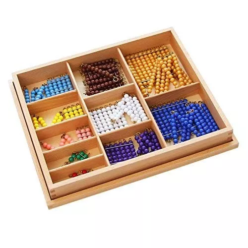 Leader Joy Montessori Wooden Compartment Box for Early Learning, Small, Multi-Color
