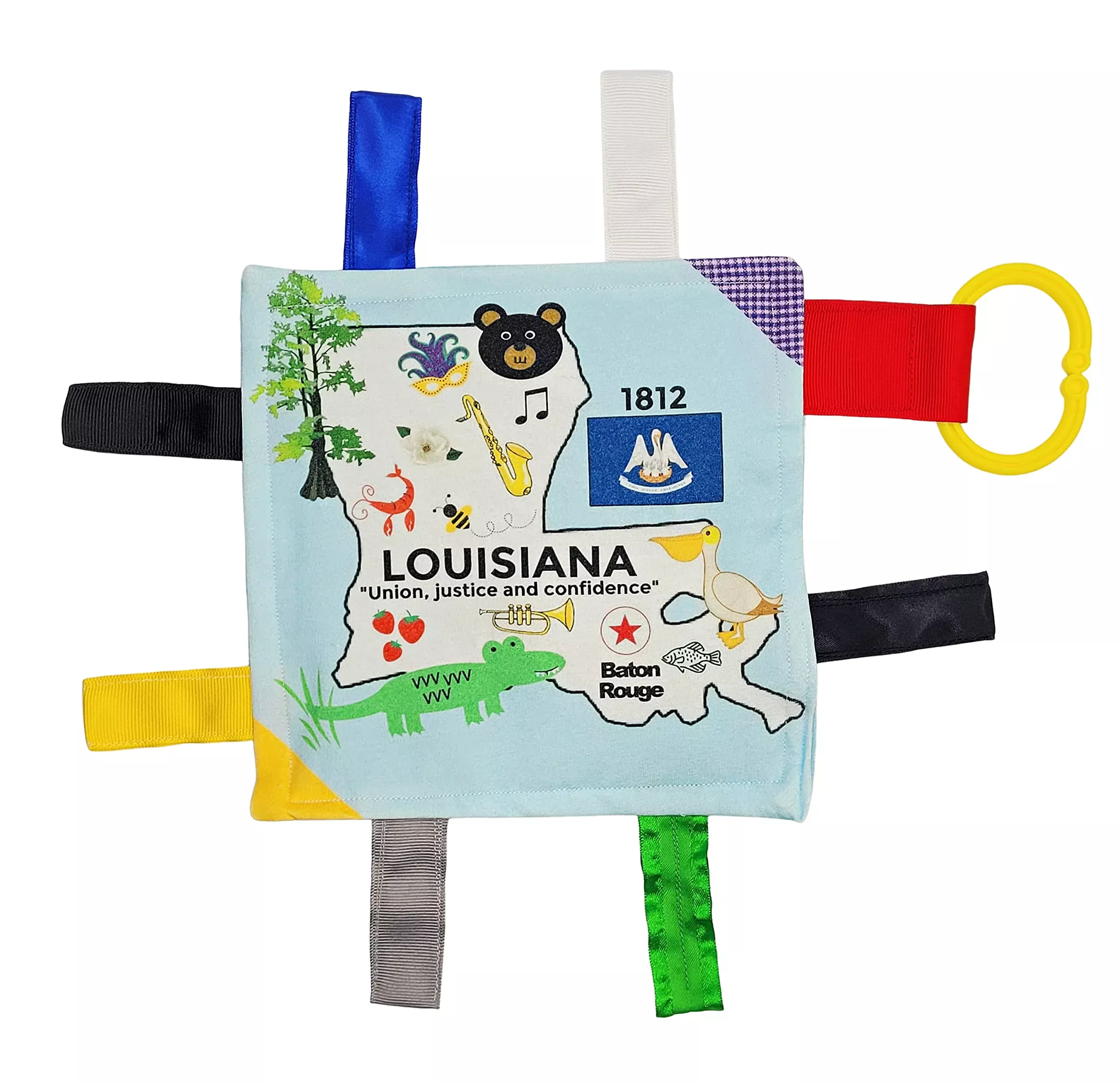 The Learning Lovey Baby Crinkle Toy for Babies - 8x8” Multi