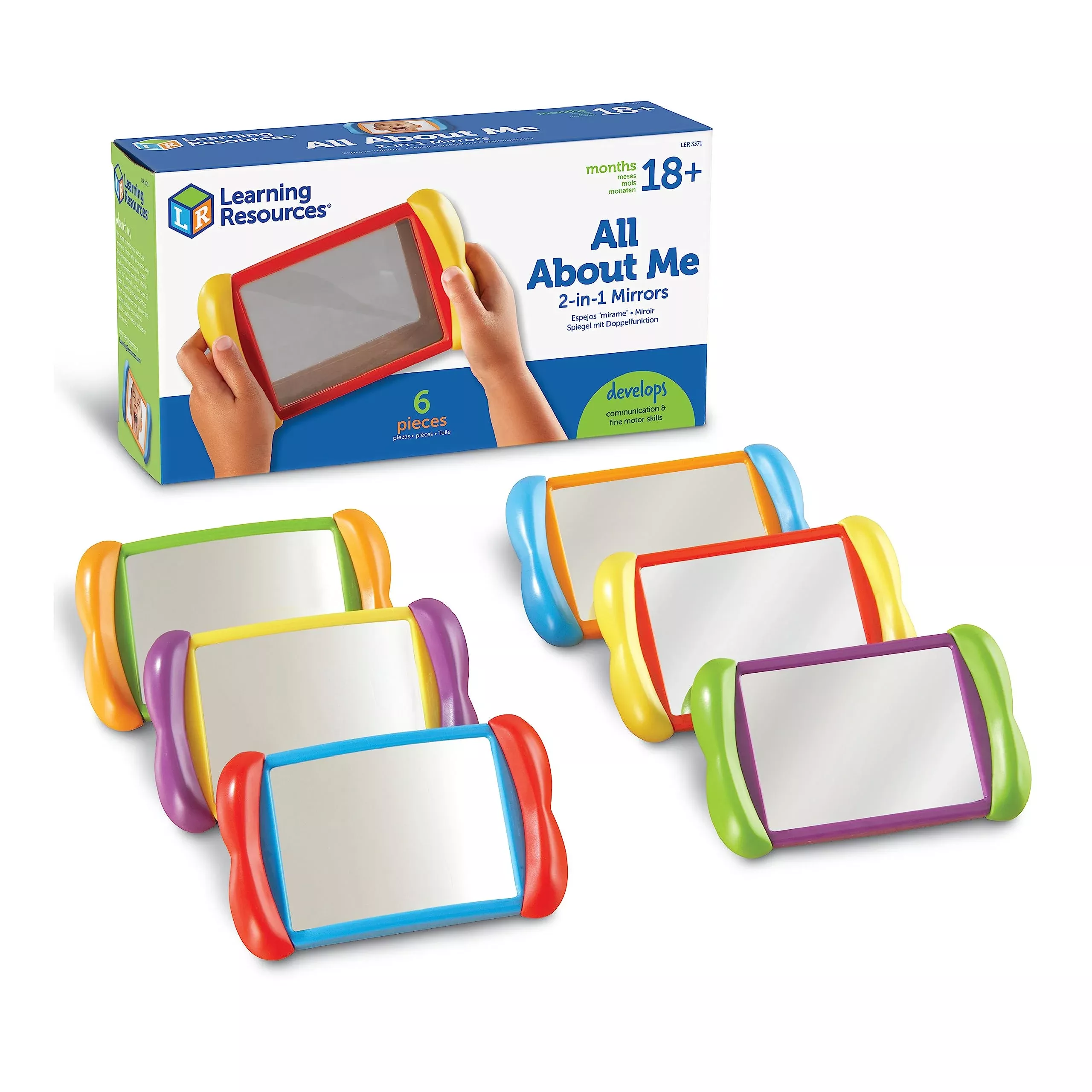 Learning Resources All About Me 2 In 1 Mirrors - 6 Pieces, Ages 18+ Months, Toddler Social Emotional Learning Toys, Mirror For Kids