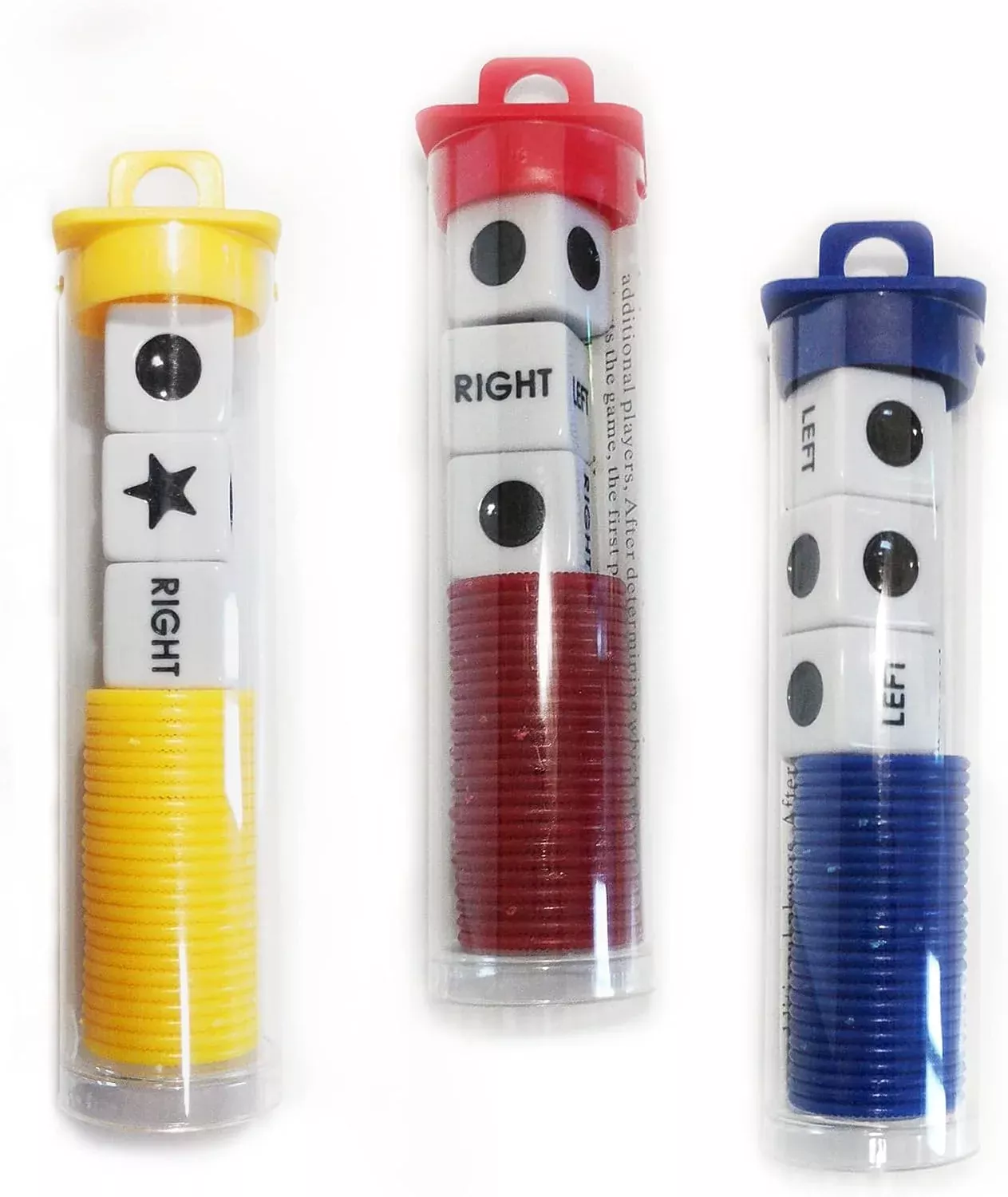 Left Right Center Dice Game Prime Set Bundle- 3 Pack Assorted Colors (