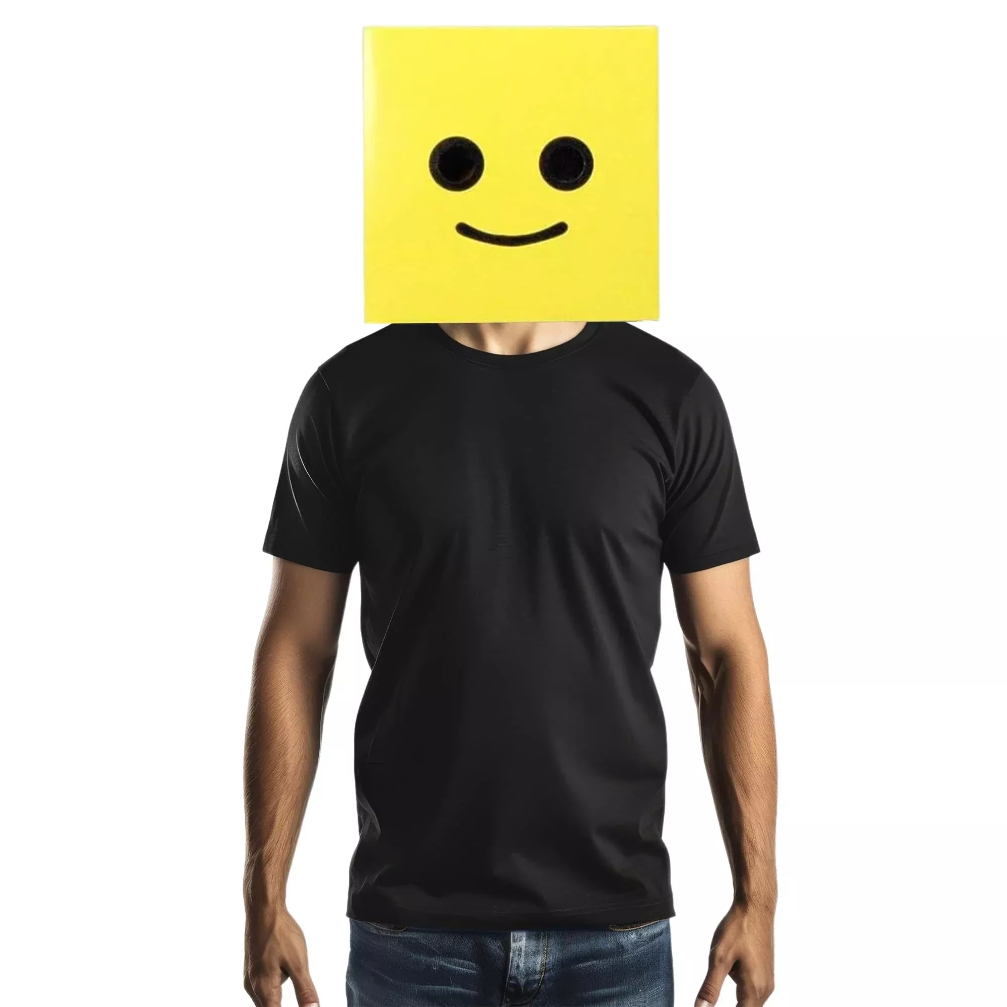 LEGO Male Yellow Brickman Costume Box Head One Size Cardboard