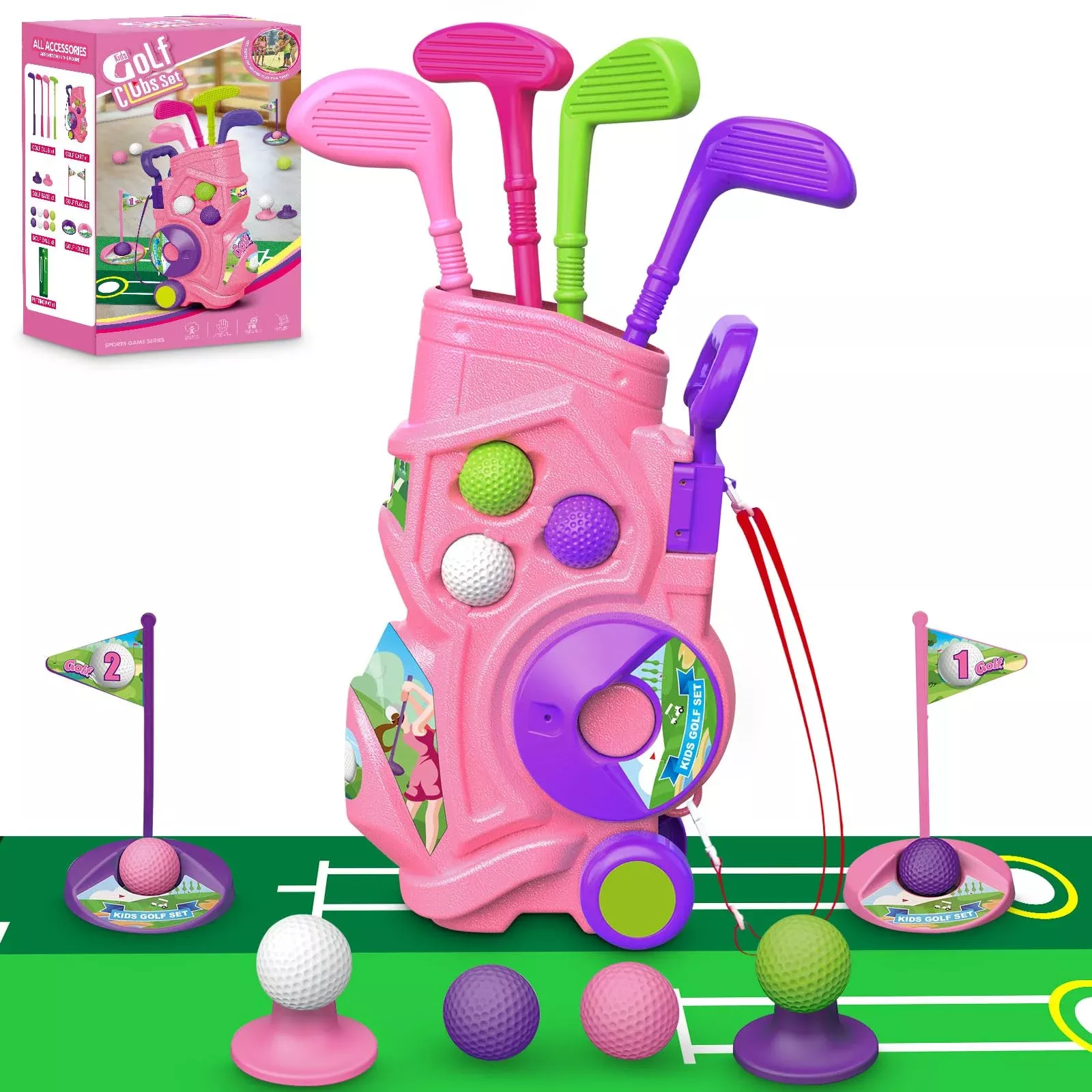 Letapapa Golf Toy Set for Toddlers 3-5, Pink, Medium,