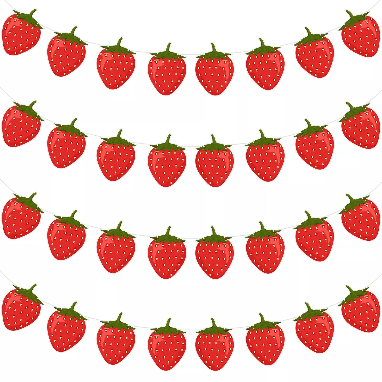 Lewtemi Strawberry Birthday Banner, 2m Red Cardboard, 4 Pack