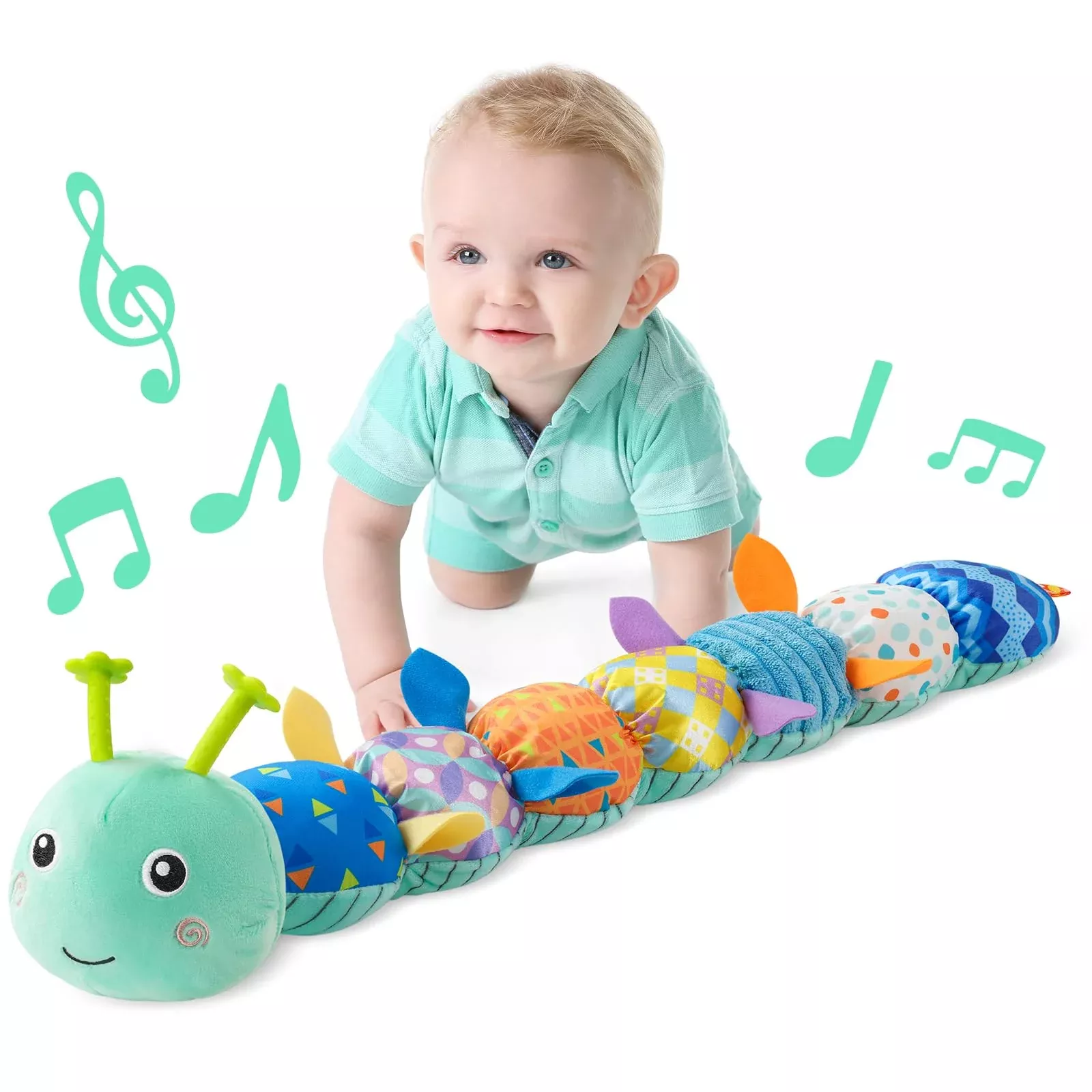 LIGHTDESIRE Baby Musical Caterpillar Toy for Infants, Blue, 20-inch