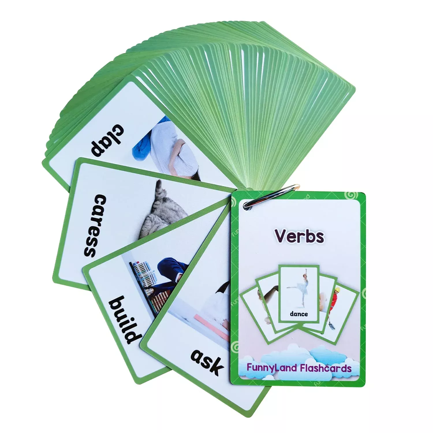 Lilias Learning Cards for Toddlers, Verbs Theme, Waterproof, 65pcs