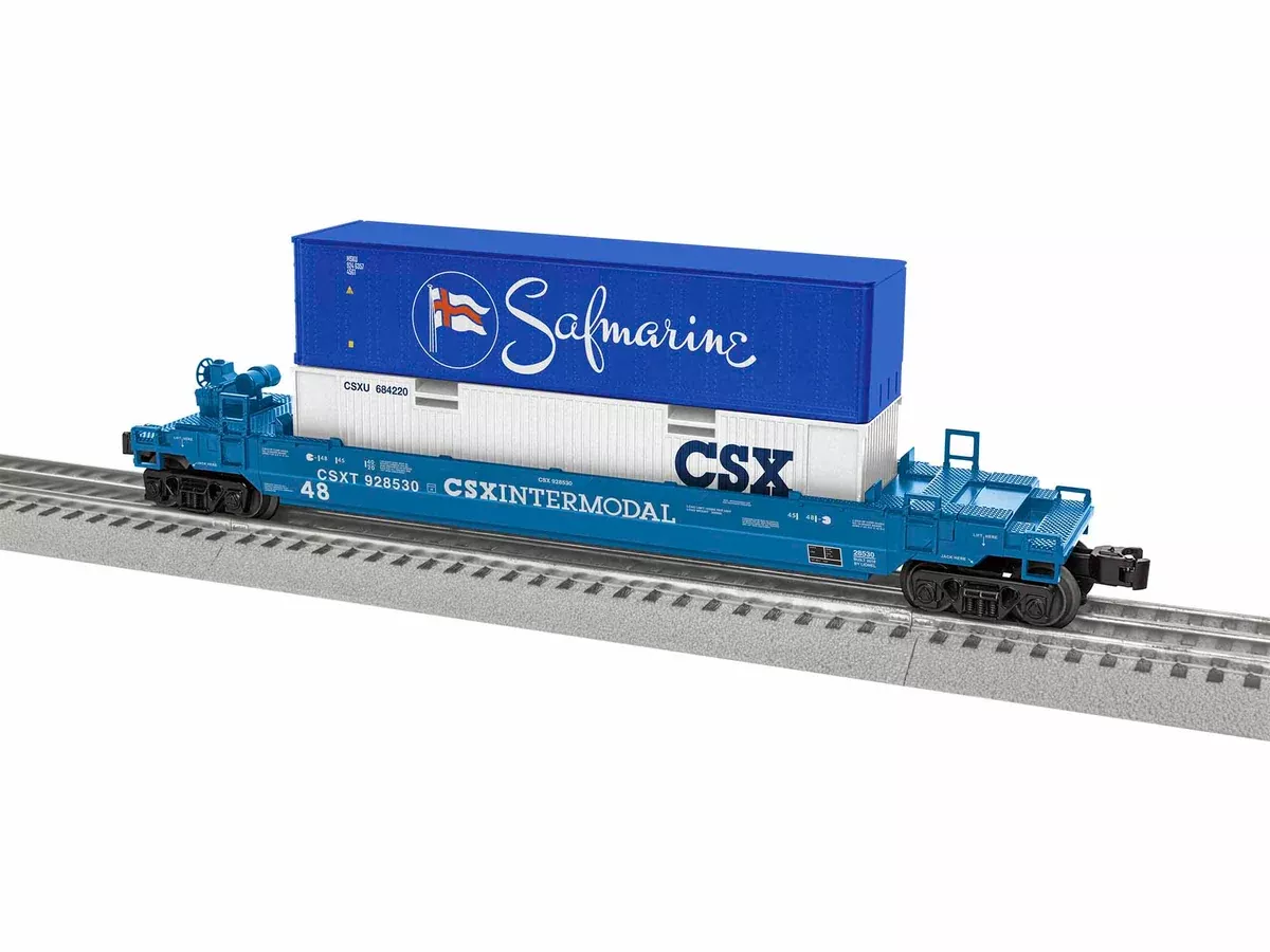Lionel 1928530 O Gauge Maxi-Stack Well Car with Containers CSX 928530 - NOS