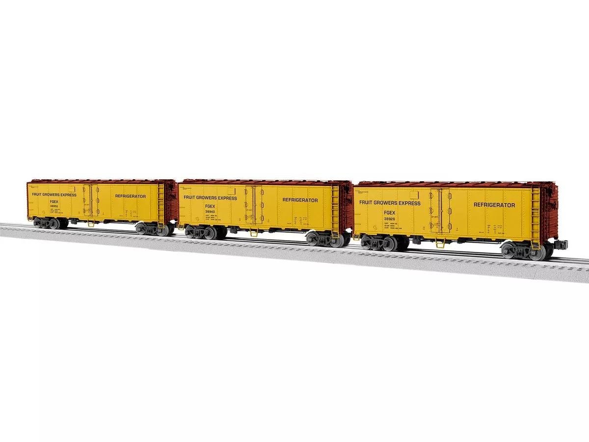 Lionel 2326310 O Scale Vision Reefer Car 3 Pack Fruit Growers Express FGE