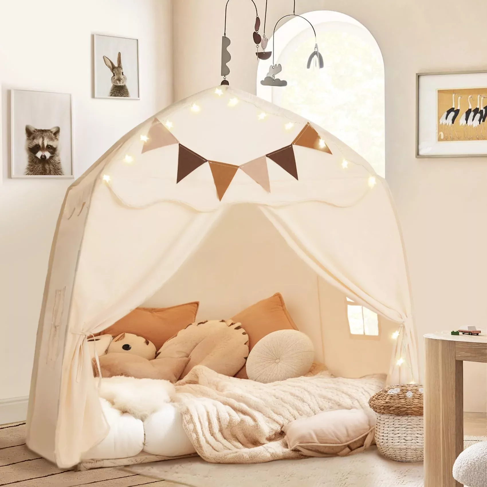 little dove Teepee Tent for Kids, Cream, Medium, 51x39x51 inches