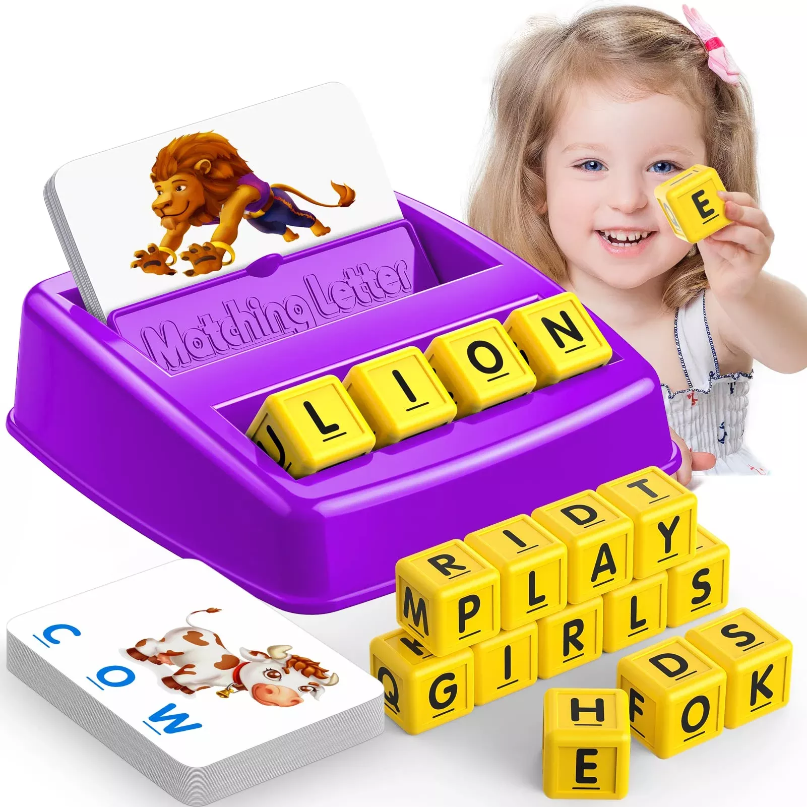 LIWIN LET'S GO! Matching Letter Game for Kids Ages 3-8, Purple,