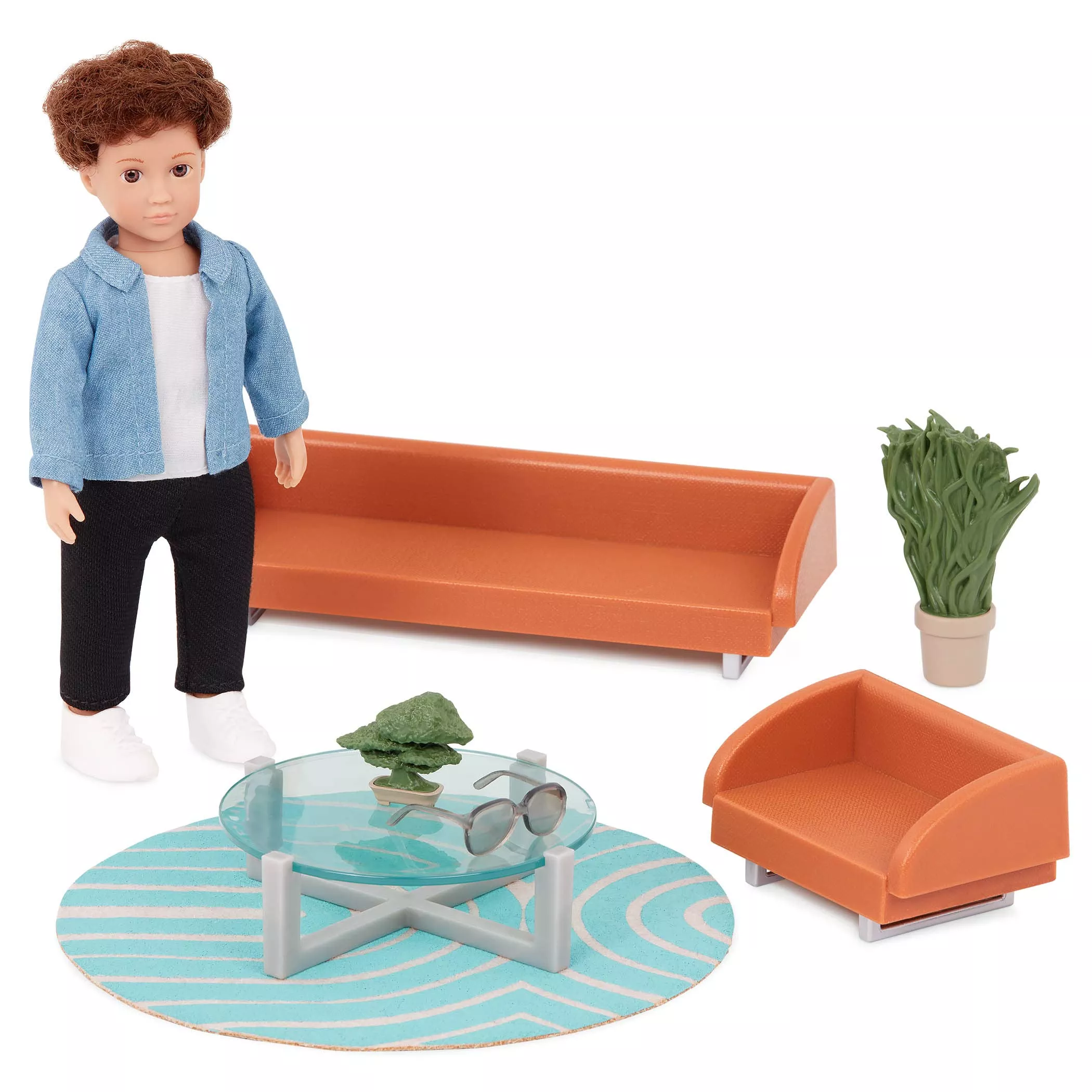 Lori Miguel's Lounge Set with Mini Boy Doll, 6-Inch, Two-Tone