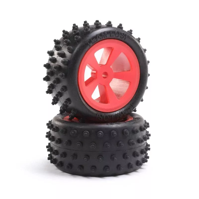 LOSI LOS41023 4 Row Rear Tires on Red Wheels for Mini JRX2 1 Pair