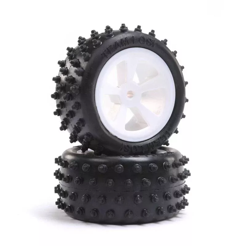 LOSI LOS41024 4 Row Rear Tires on White Wheels for Mini JRX2 1 Pair