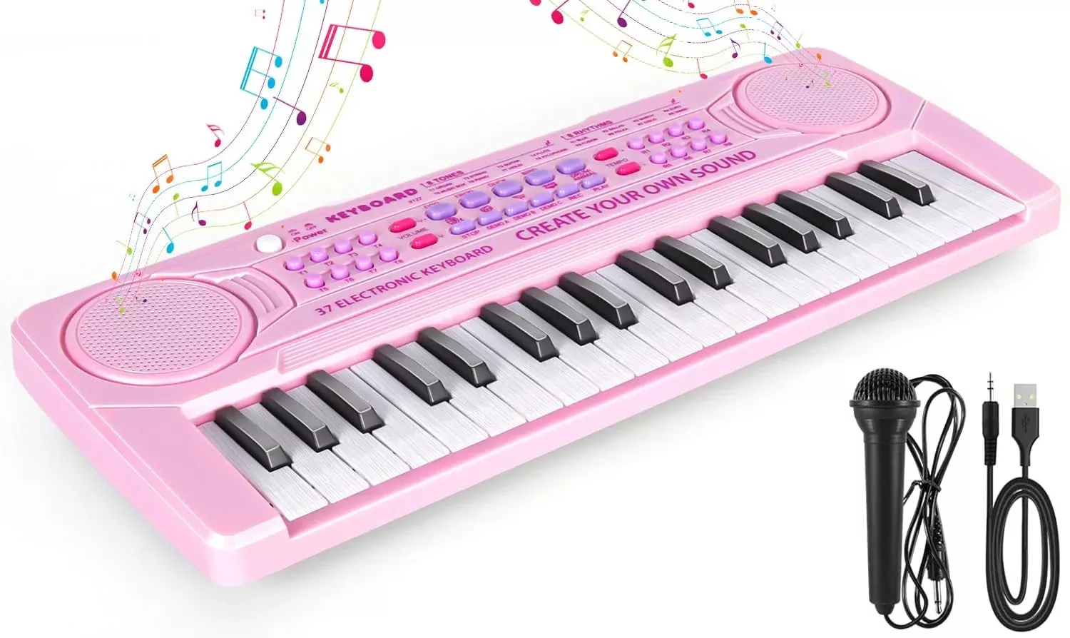 M SANMERSEN 37 Keys Electronic Keyboard Piano for Kids, Pearly Pink