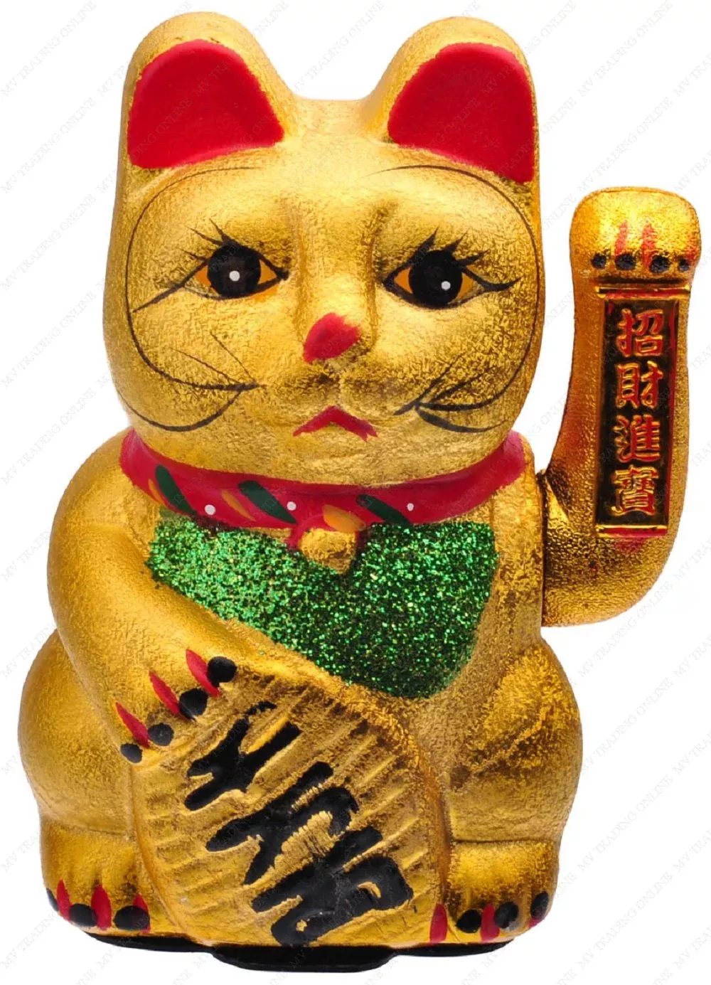 M.V. Trading Feng Shui Prosperity Cat Gold 8.25 Inches Decorative Figure