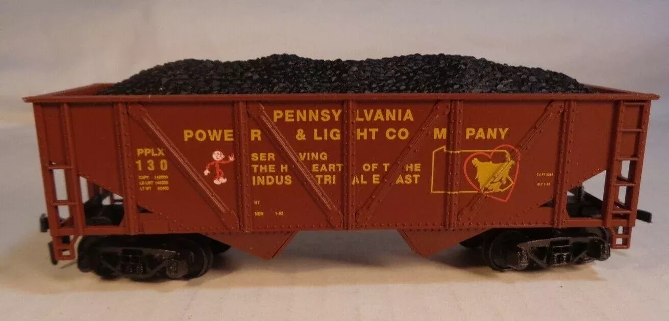 Mantua 729-204 HO Scale 32' 2Bay Open Hopper with Coal Load PP&L 130 - NOS