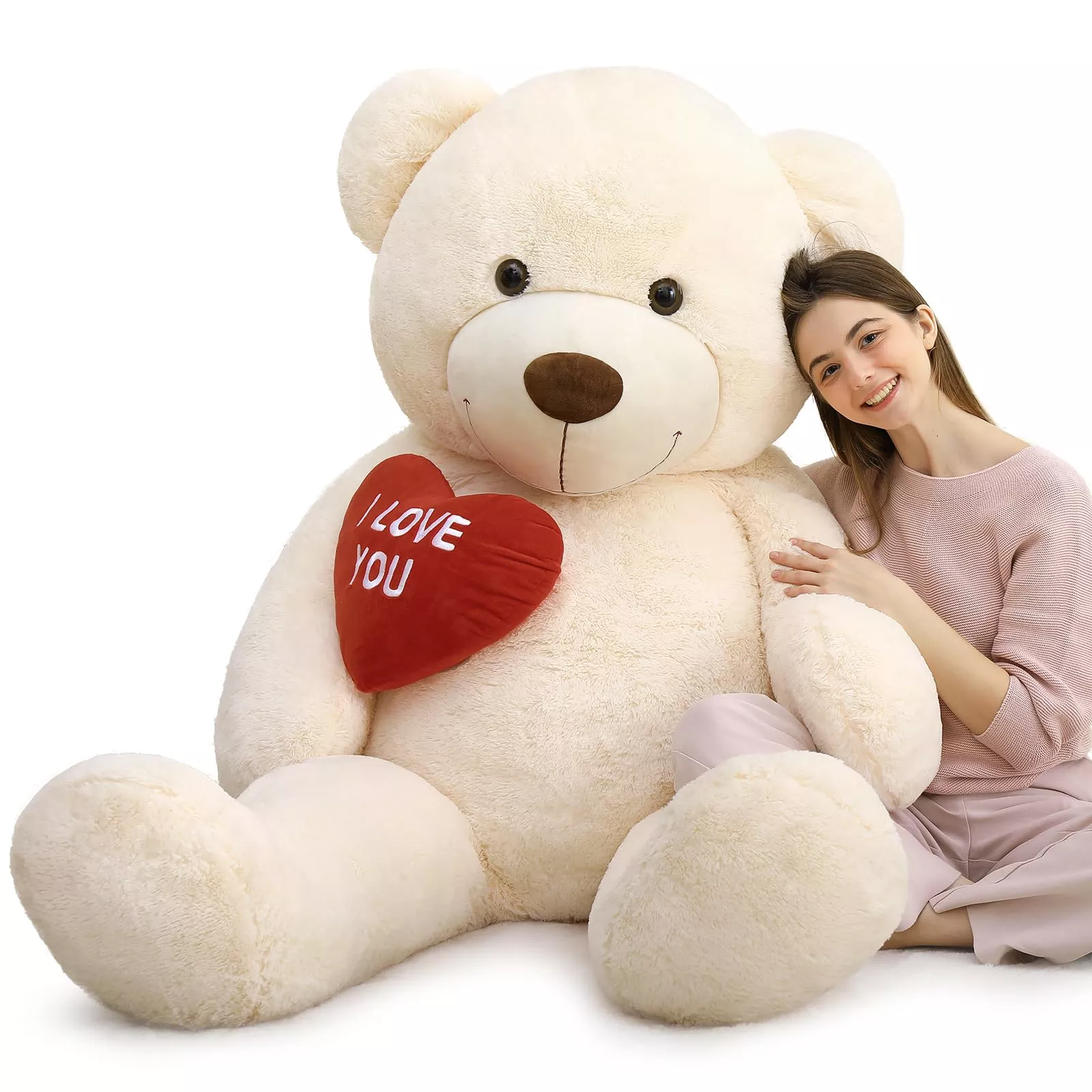 MaoGoLan Big Teddy Bear 5ft Plush Animal White Gift for Loved Ones