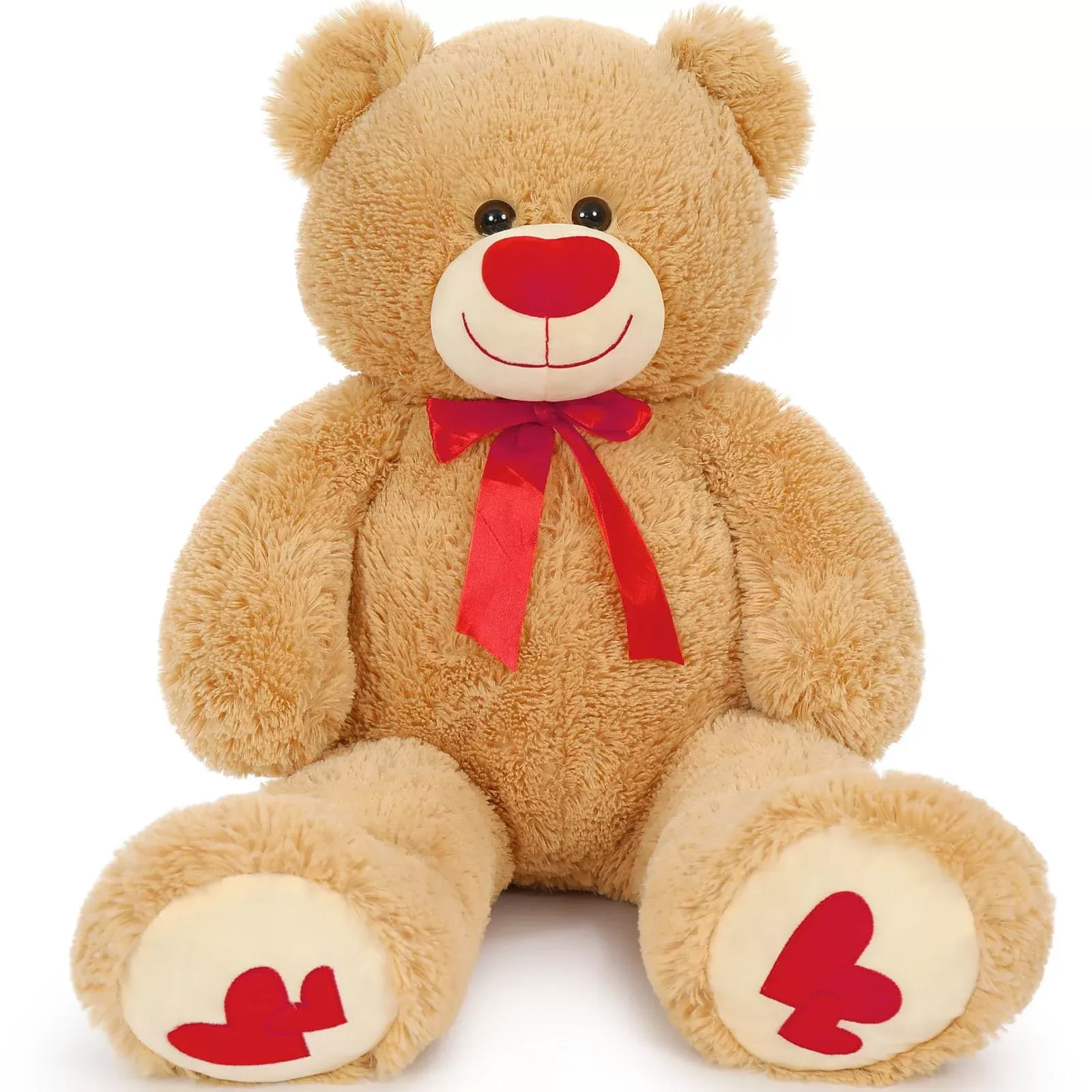 Maogolan Giant Teddy Bear 35' Stuffed Animal - Red Heart Footprints Big Teddy Bear Plush For Valentines Gift,Anniversary,Long Distance