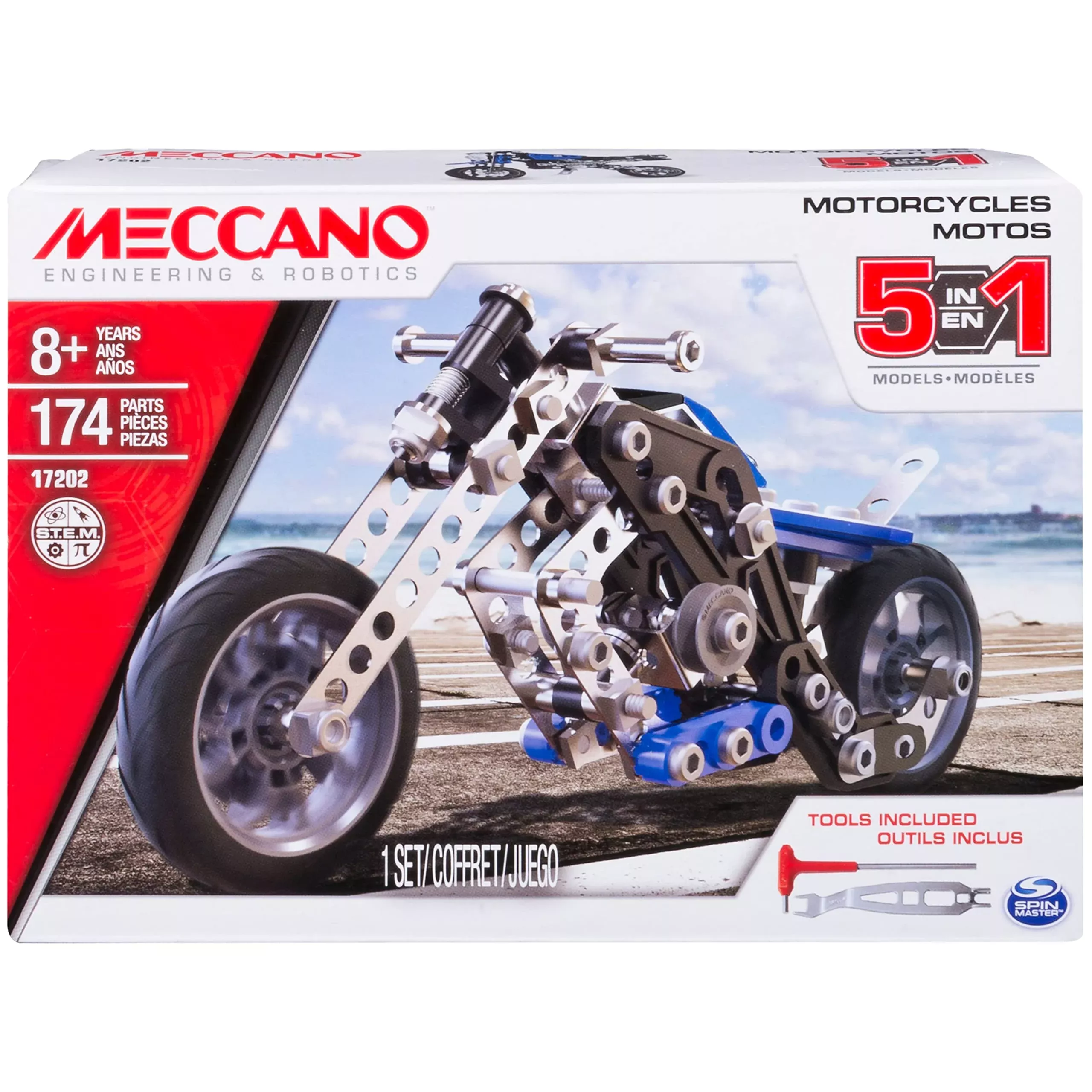 Meccano Erector 5-in-1 Model Building Set, 174 Pieces, STEM Education