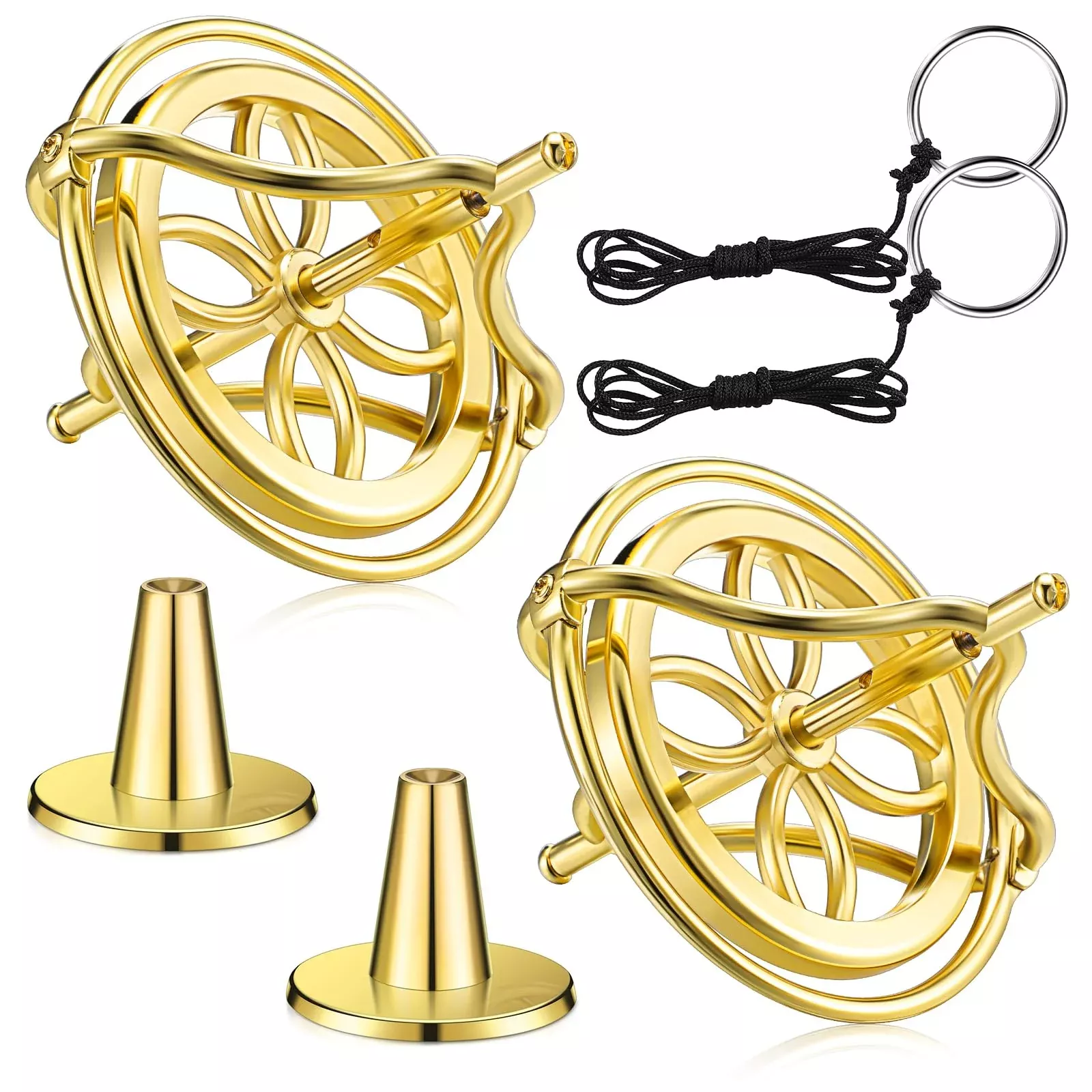 meekoo Metal Gyroscope Top Educational Toy Gold Small 2 Pack