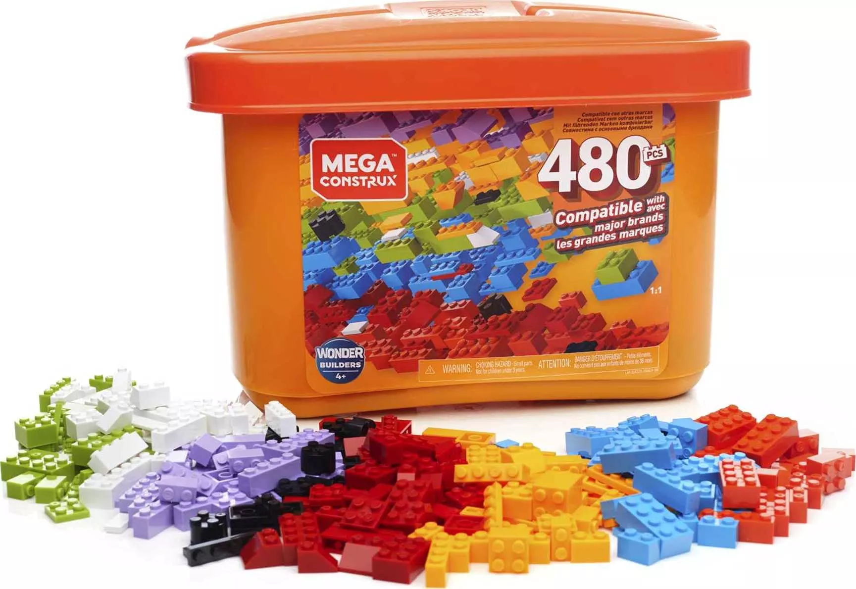 Mega Construx Building Brick Box, 480 Pieces, Multicolor, Model GJD23,