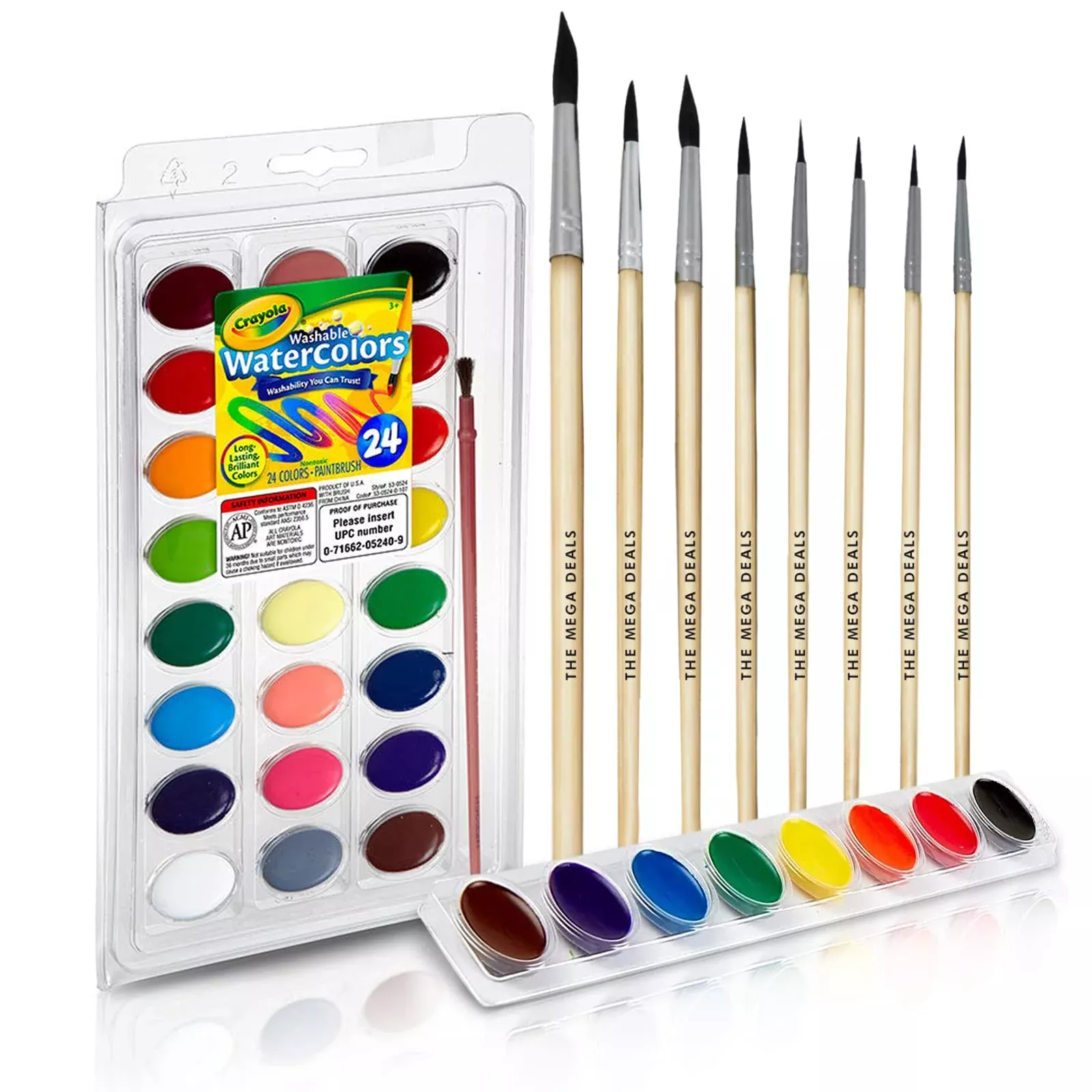 The Mega Deals Watercolor Paint Set for Kids, 24 Assorted Colors