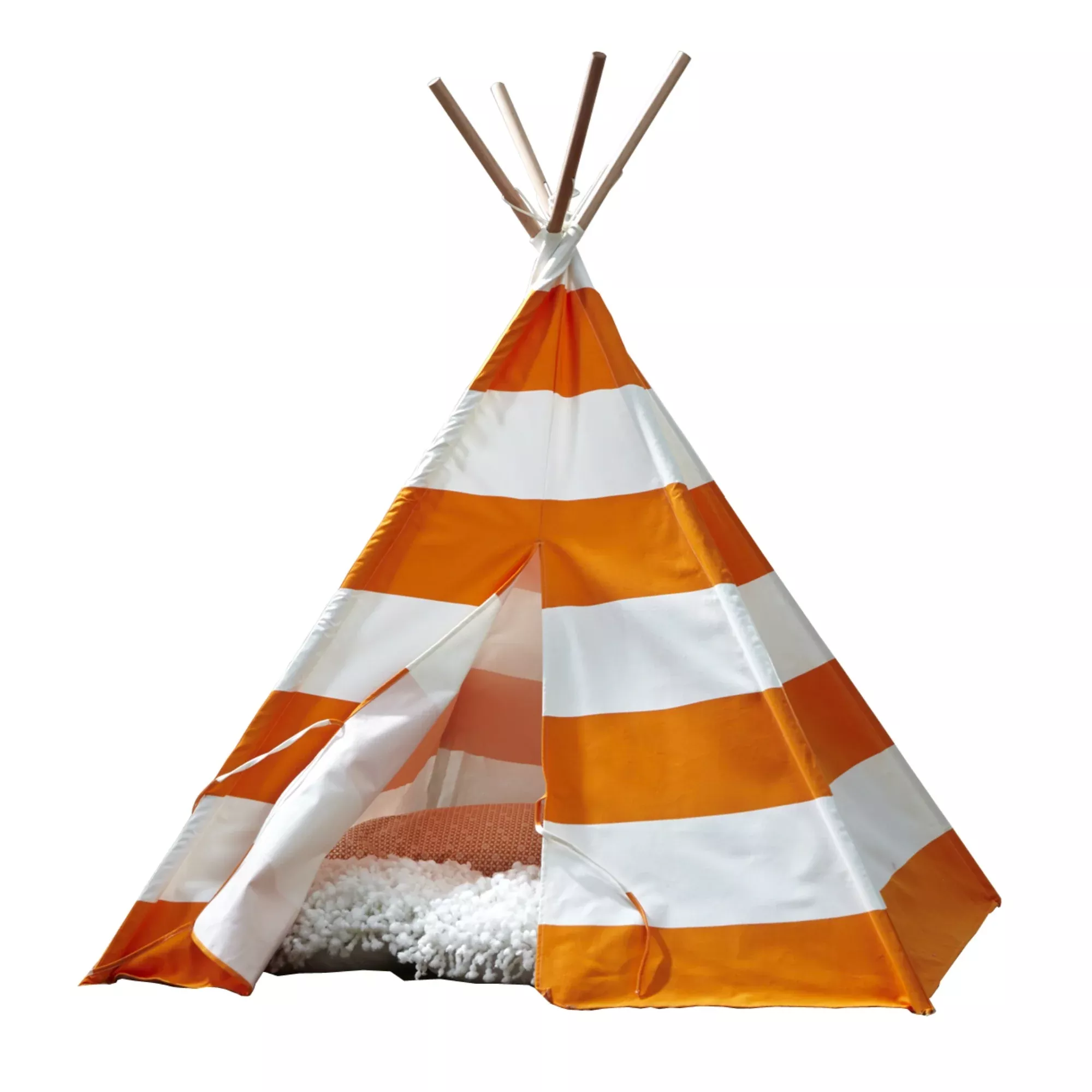 Merry Pet Teepee Play Tent for Kids - Orange/White Stripes, Cotton