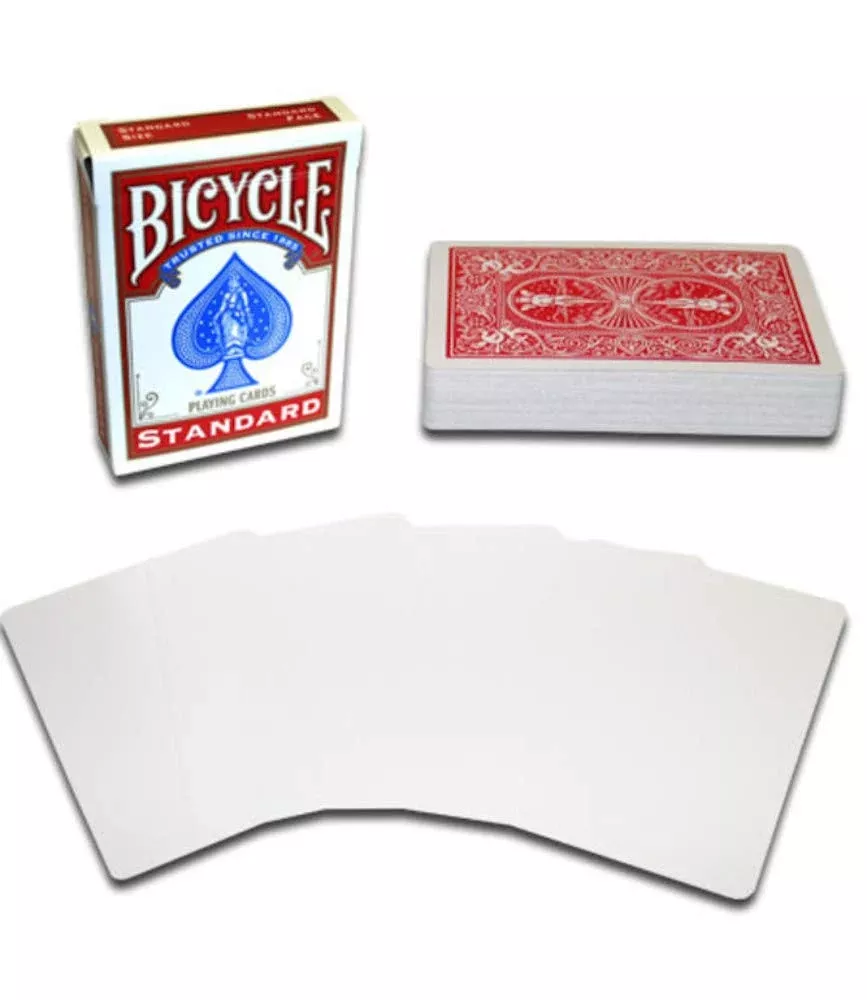 Merz67 Playing Cards Blank Face Red Back 56 Deck 2.5"x3.