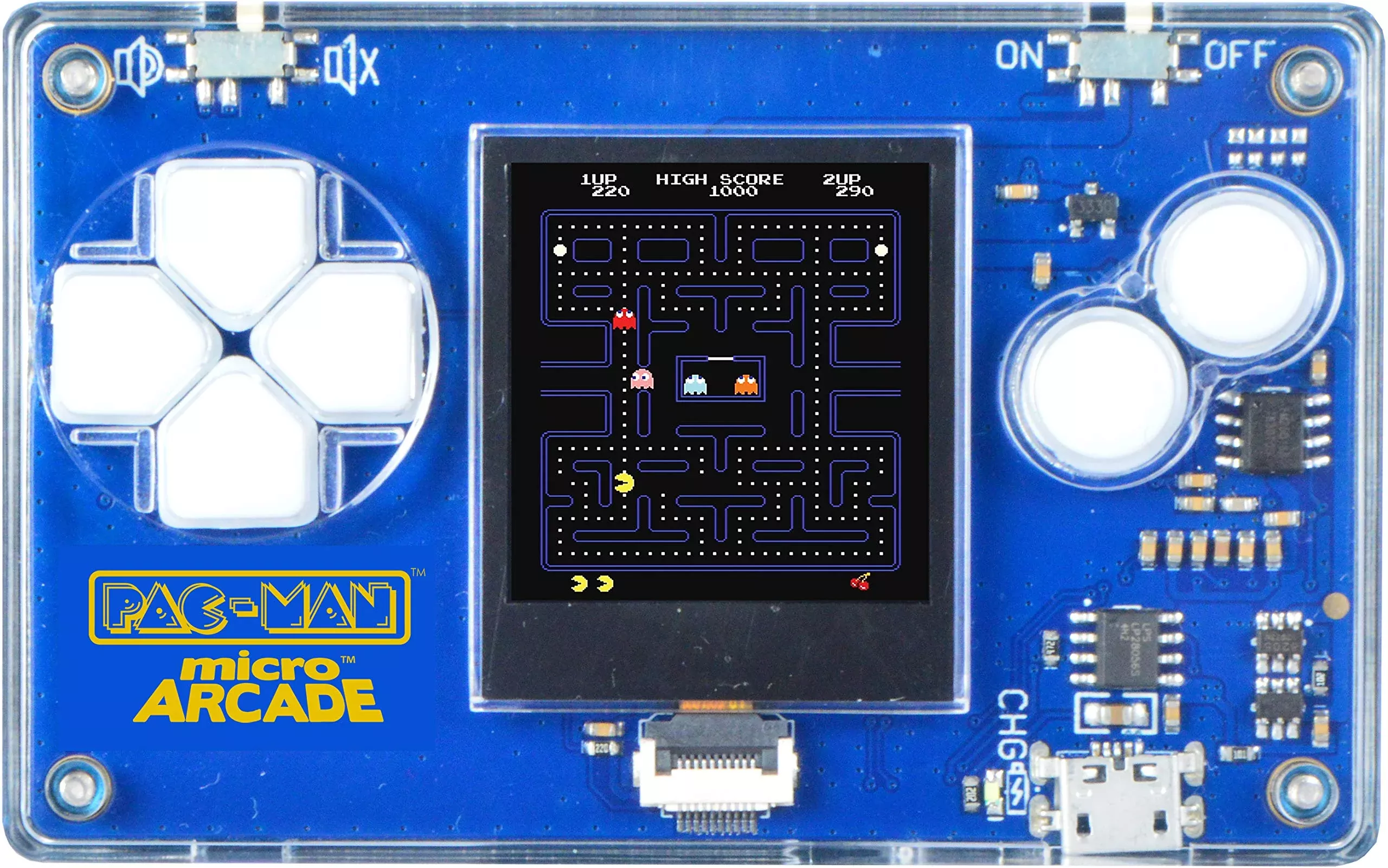 Micro Arcade Pacman - Compact Arcade Game - 3.25 x 2 inches - Multi