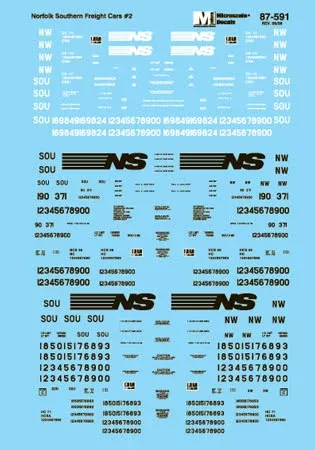 Microscale 87-591 HO Scale Norfolk Southern Covered Hoppers and Coil Car Decals