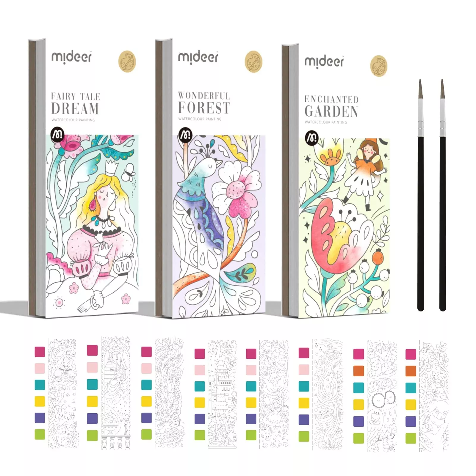 MiDeer Mess Free Paint with Water Book Kit, 3 Themes, 23.5
