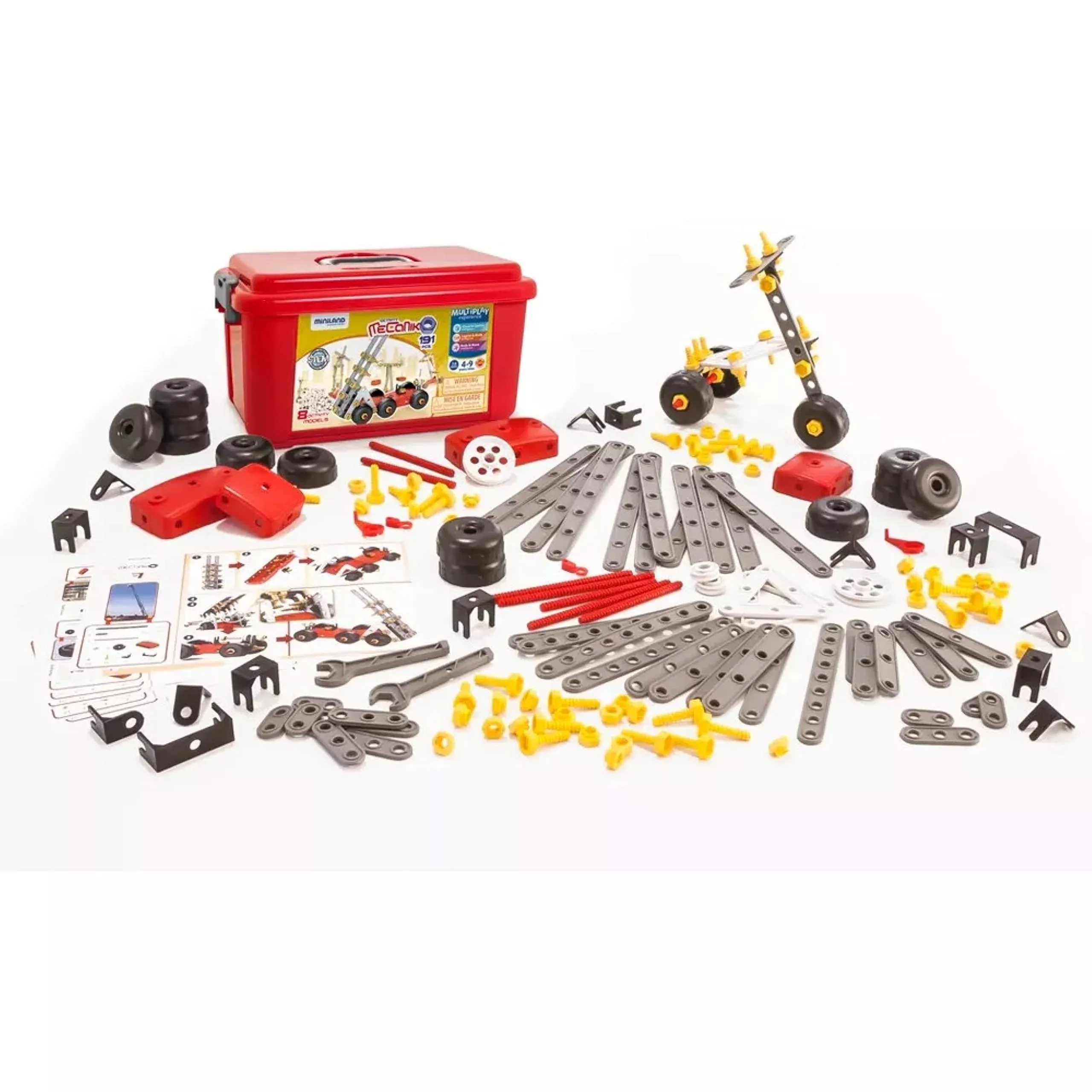 Miniland Activity Mecaniko Builder Set 191 Pieces Red/Yellow/Charcoal