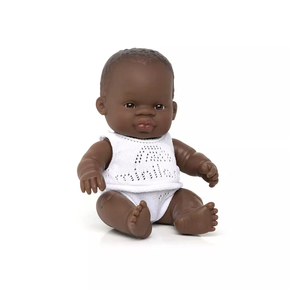Miniland Doll 8 1/4'' African Boy (Box) - Made In Spain, Anotomically Correct, Quality, Inclusion