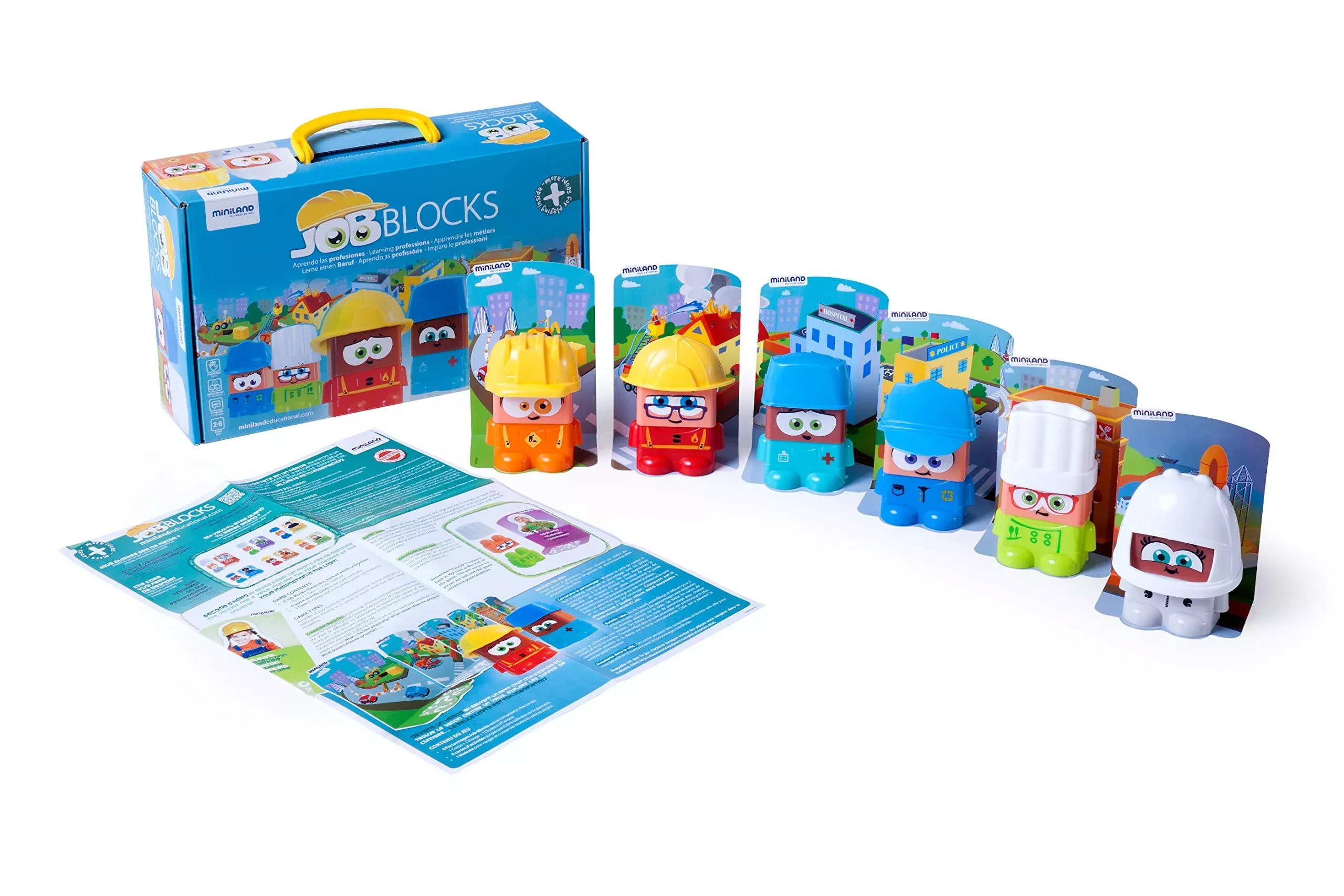 Miniland Job Blocks Board Game For Toddlers Age 2 - Preschoolers Age 4, Teaches Careers, Diversity, Fun Language Development, Pretend Play, Free Curriculum