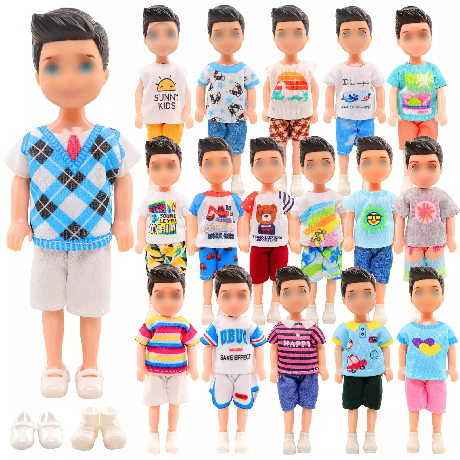 Miunana 12-Piece Doll Clothes Set for 5.3-Inch Boys -