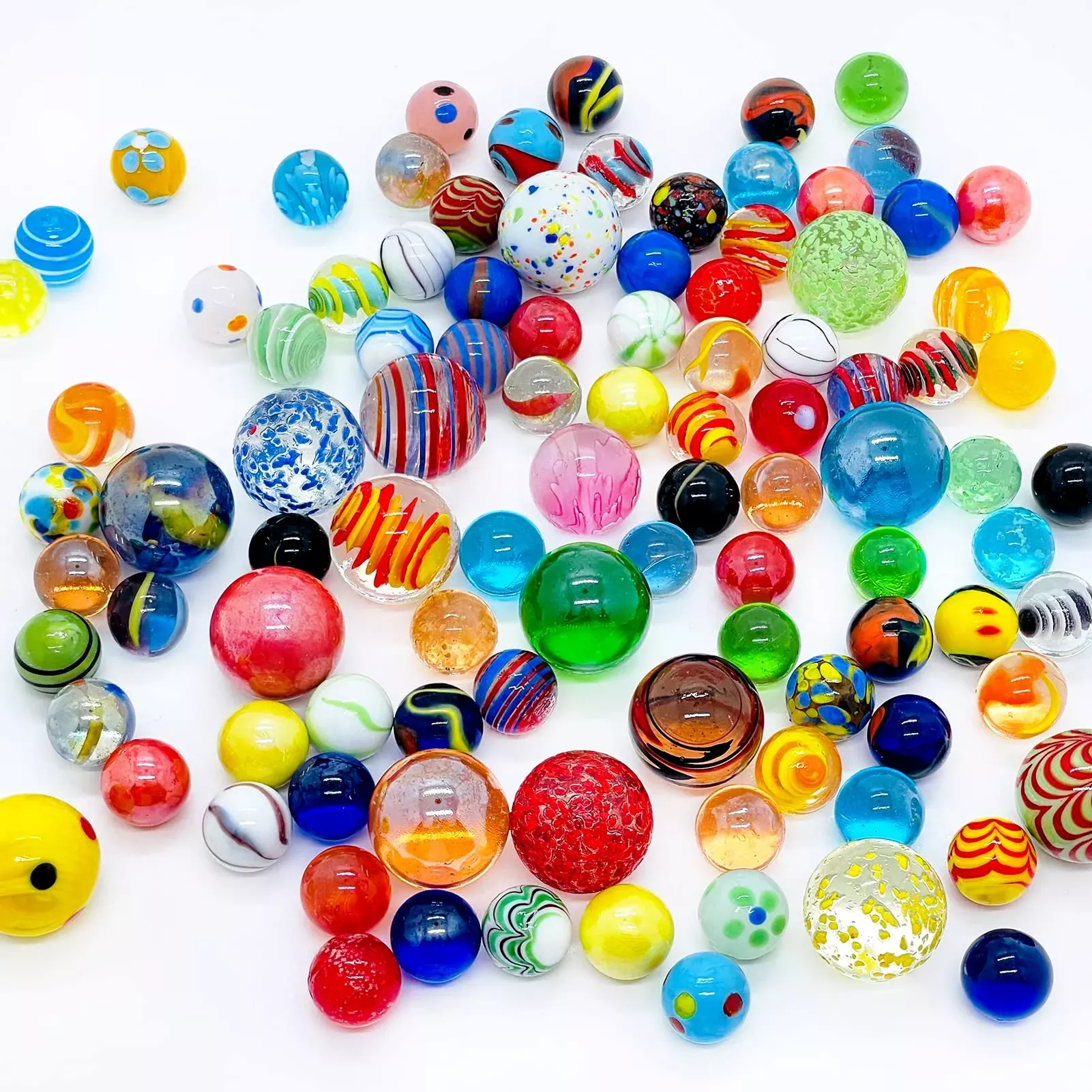 Miutrue Colorful Glass Marbles Set, 100pcs, Medium, Glow in Dark