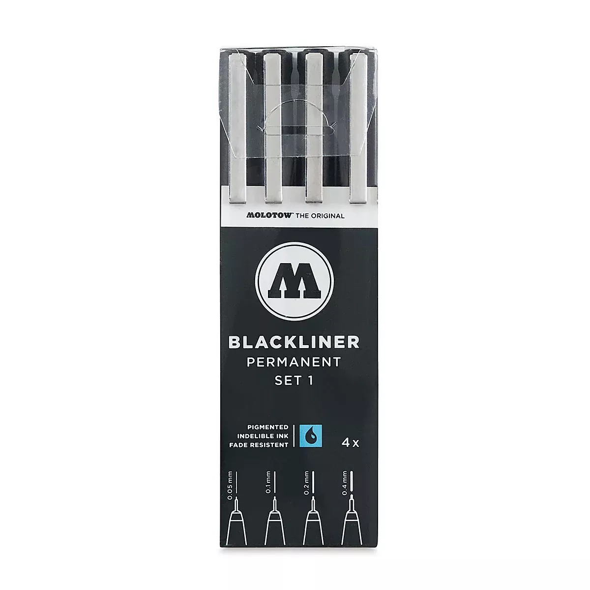 Molotow 200486 Blackliner Pen Set #1 including .05mm, .1mm, .2mm, .4mm