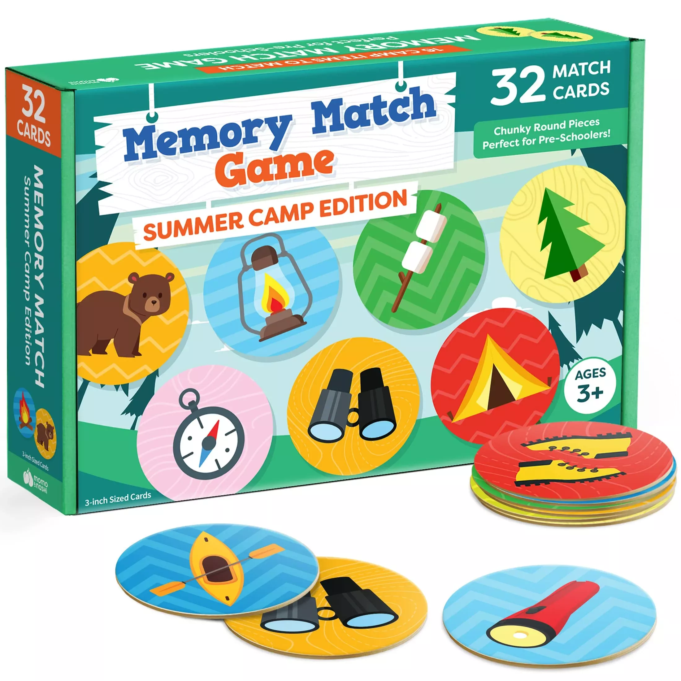 Momo & Nashi Kids Matching Memory Game Set - Summer Camp Theme, 32 Pcs
