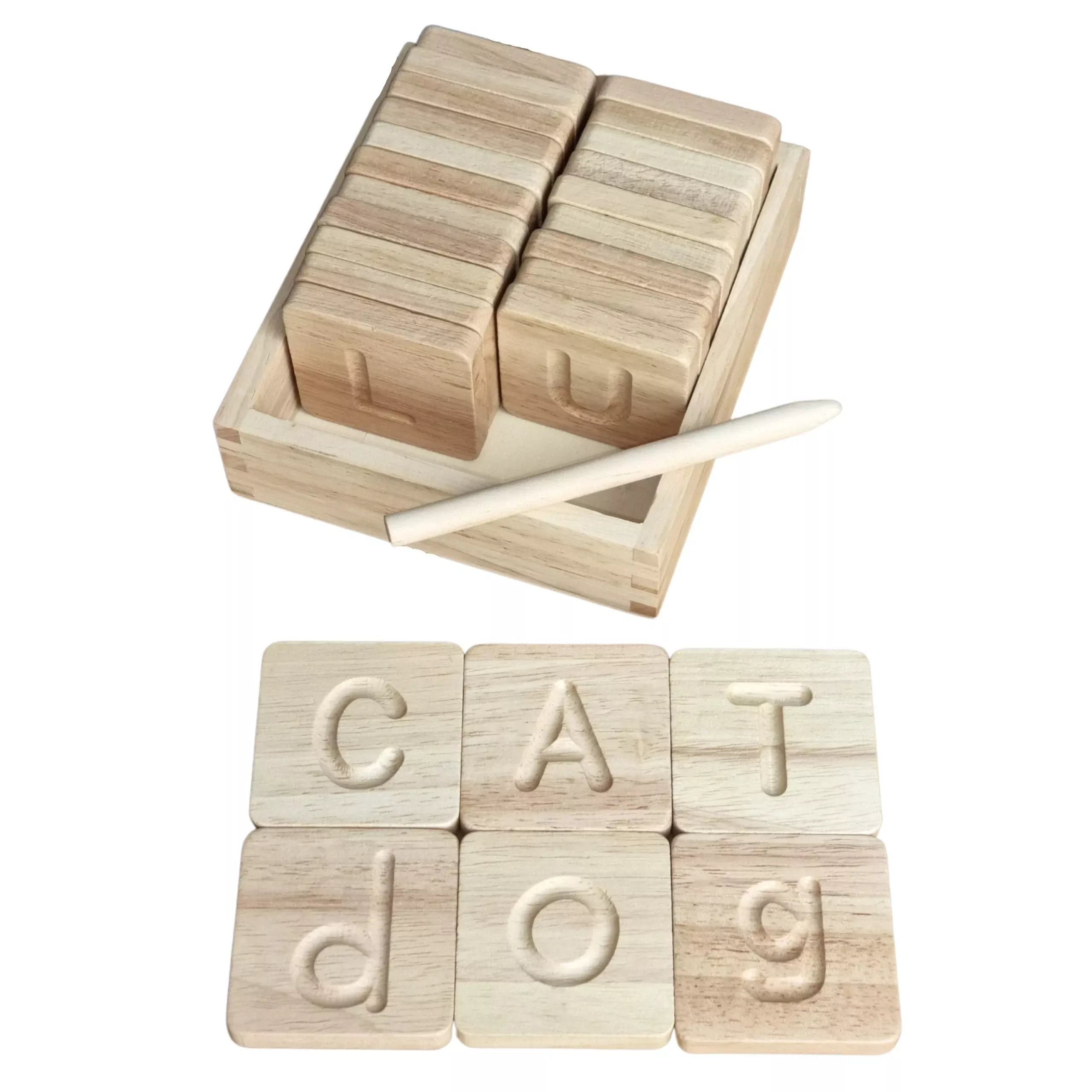 Montessori Wooden Alphabet Tiles Set – Tracing Letters For Kids | Doub