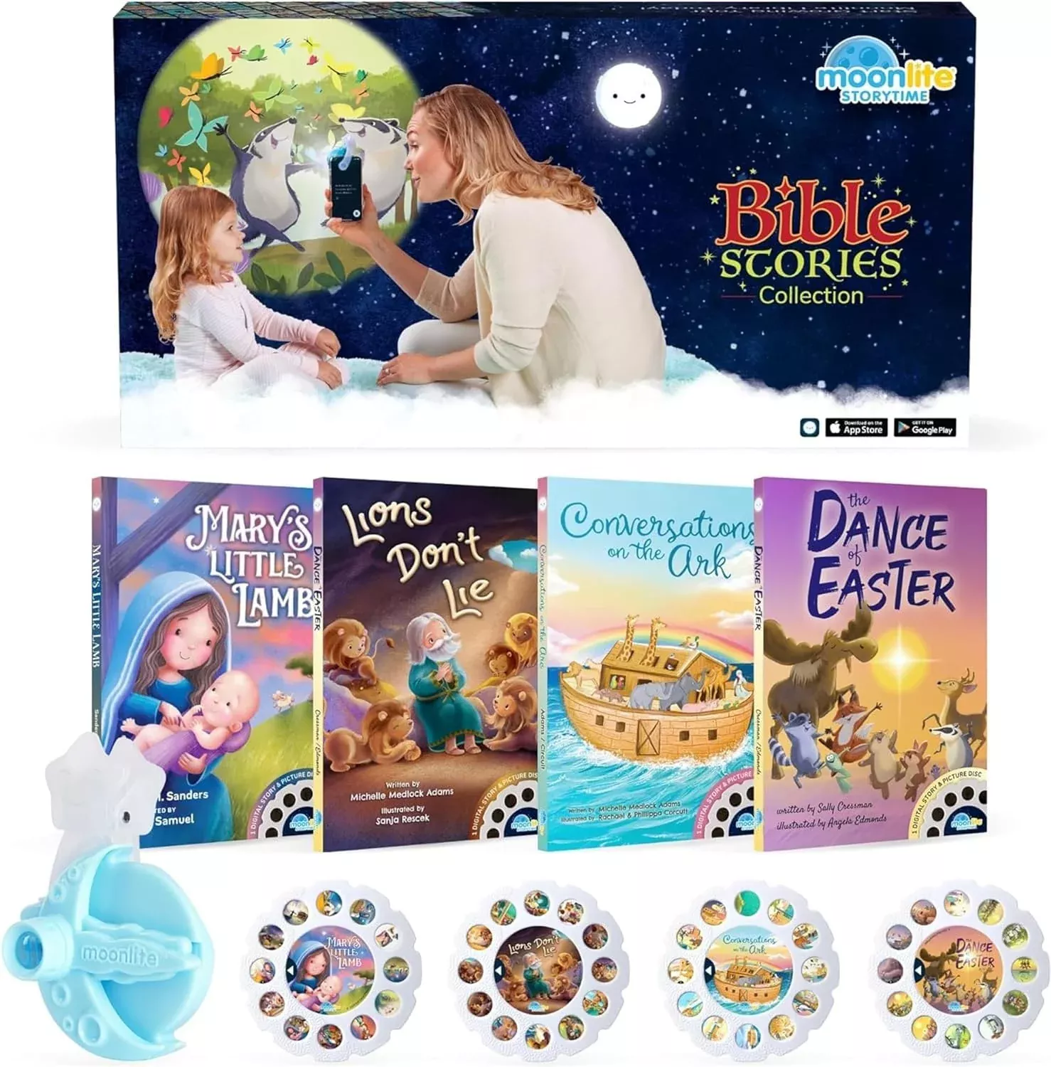 Moonlite Storytime Starter Pack Projector for Smartphones, 4 Pack, Multi Color