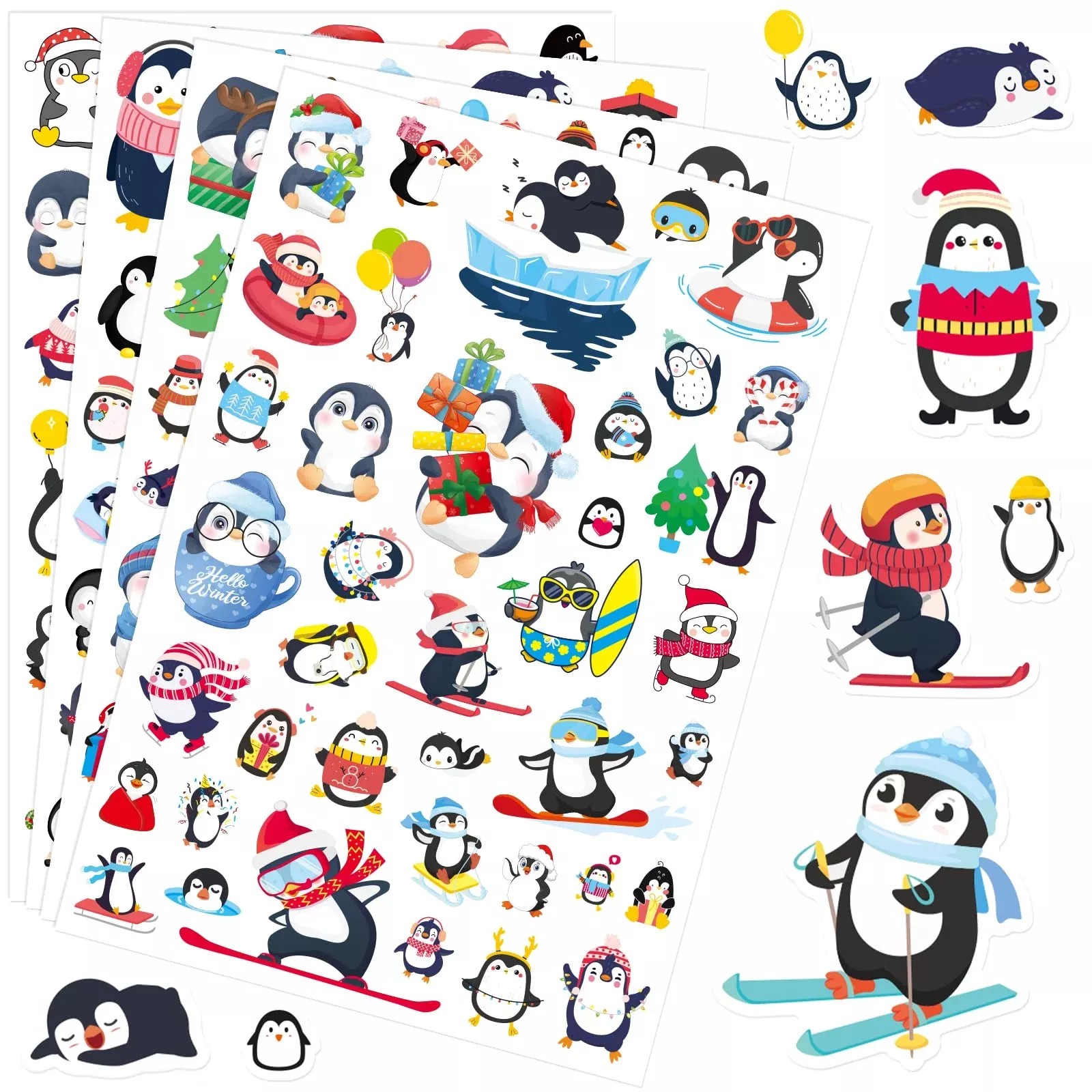 MoShining Cute Penguin Stickers Kit, Multi, 720 Total, Medium Size
