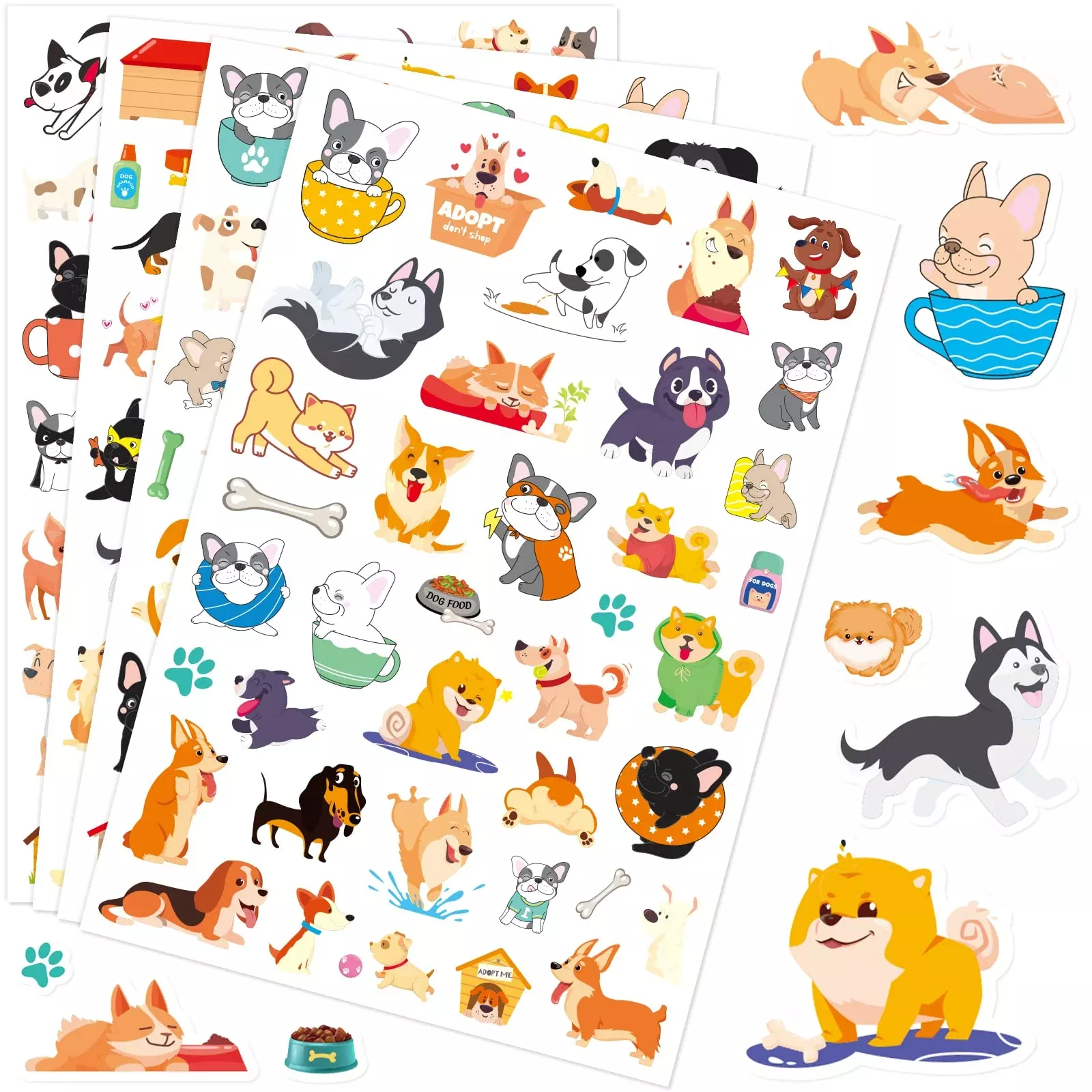 MoShining Dog Stickers Kit - 20 Sheets, Multi, 780 Counts