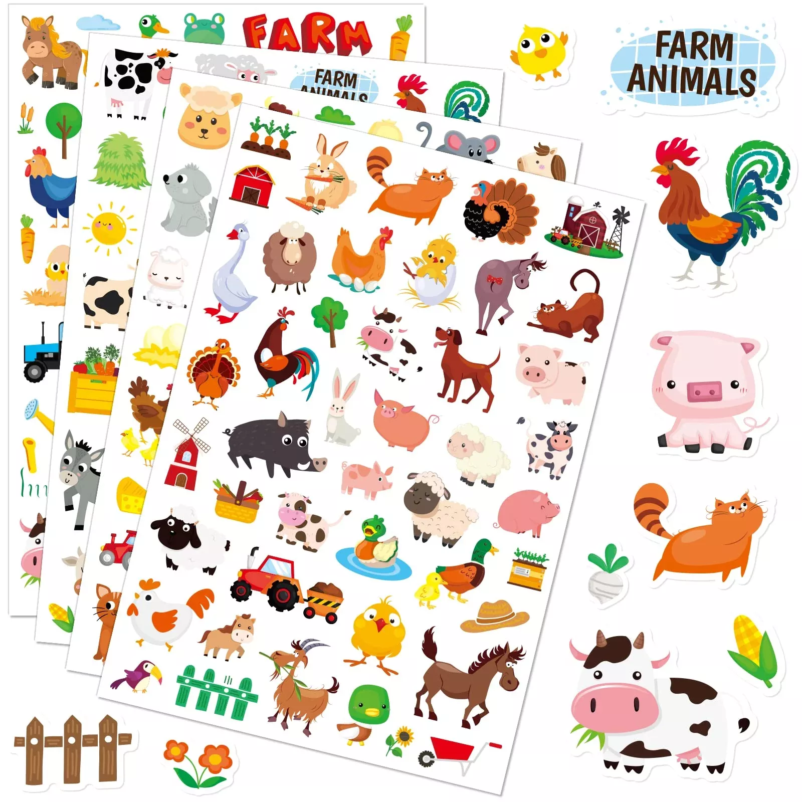 MoShining Farm Animal Stickers Kit, Multi, 875 Count, 20 Sheets