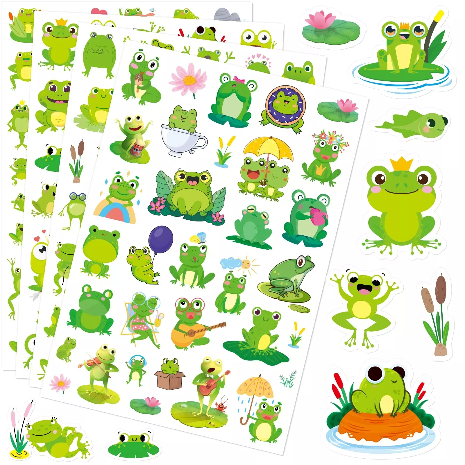 MoShining Frog Stickers Kit, 760 Adhesive Multi-Color Stickers, Medium
