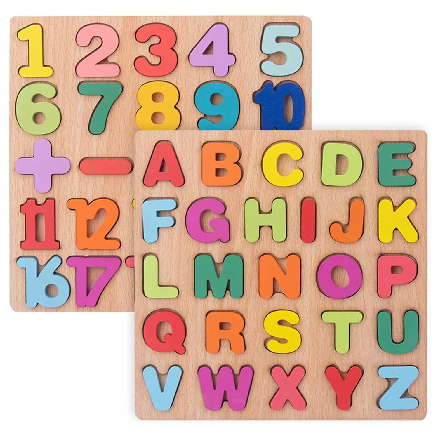 MsAnya Wooden Toddler Puzzles 8"x8" 2 Puzzles Educational Toy