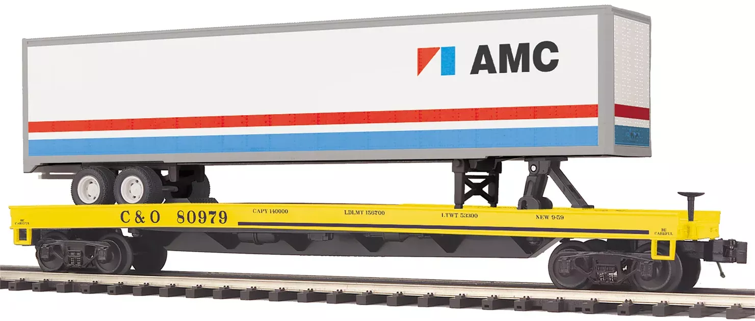 MTH Premier 20-95644 O Scale Chesapeake & Ohio C&O Flatcar with AMC Trailer